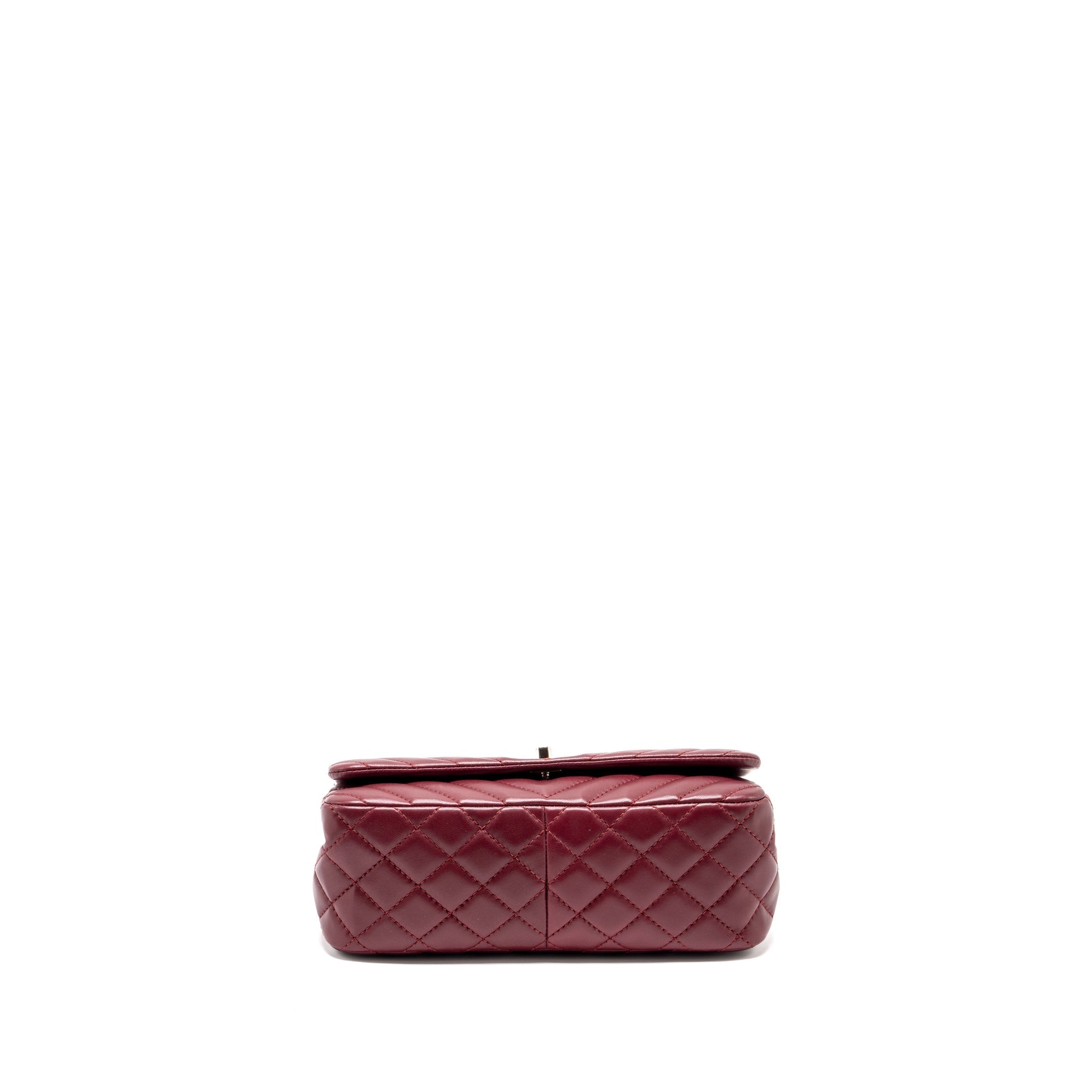 CHANEL CHEVRON FLAP BAG LAMBSKIN DARK RED SHW