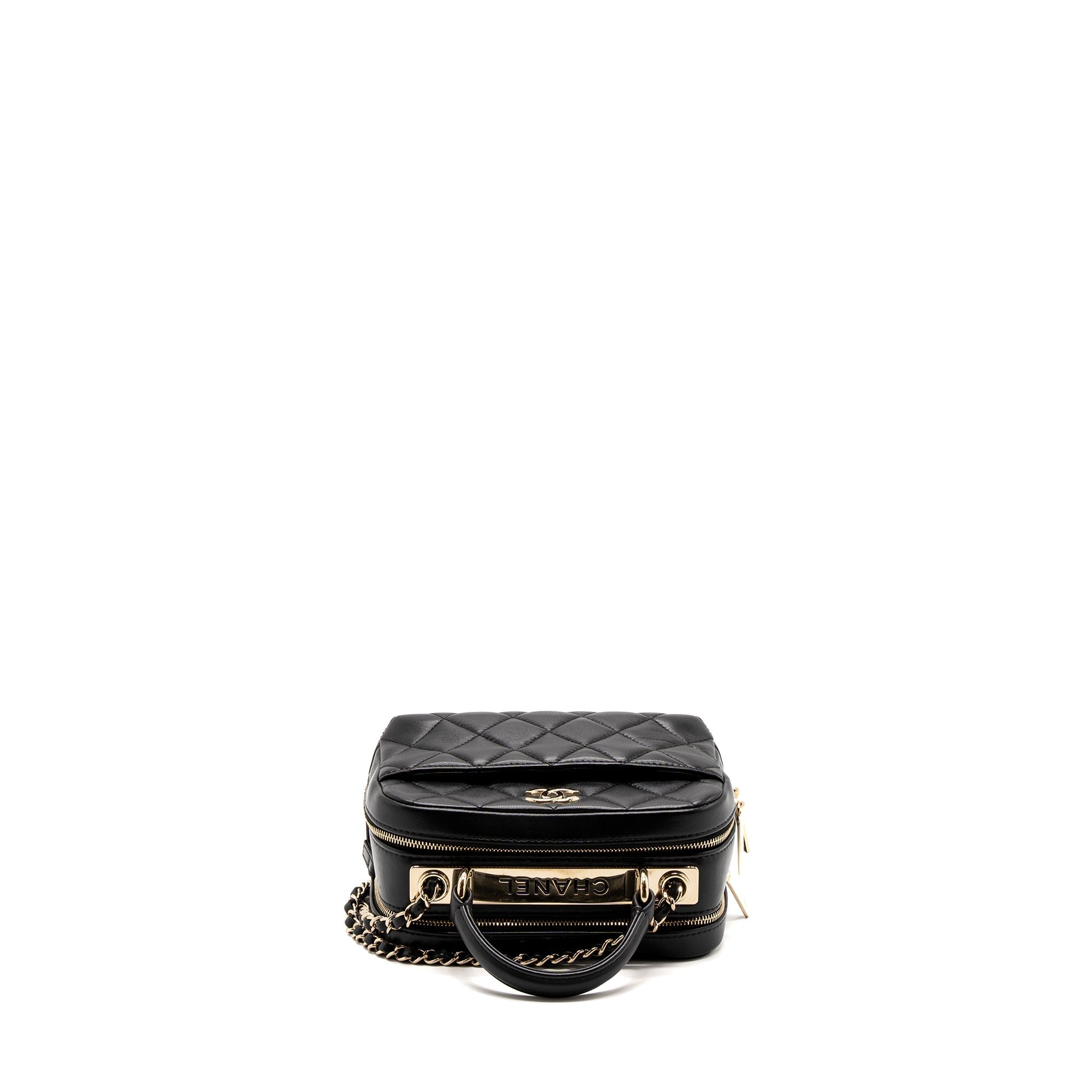 CHANEL TRENDY CC TOP HANDLE VANITY BAG LAMBSKIN BLACK GHW