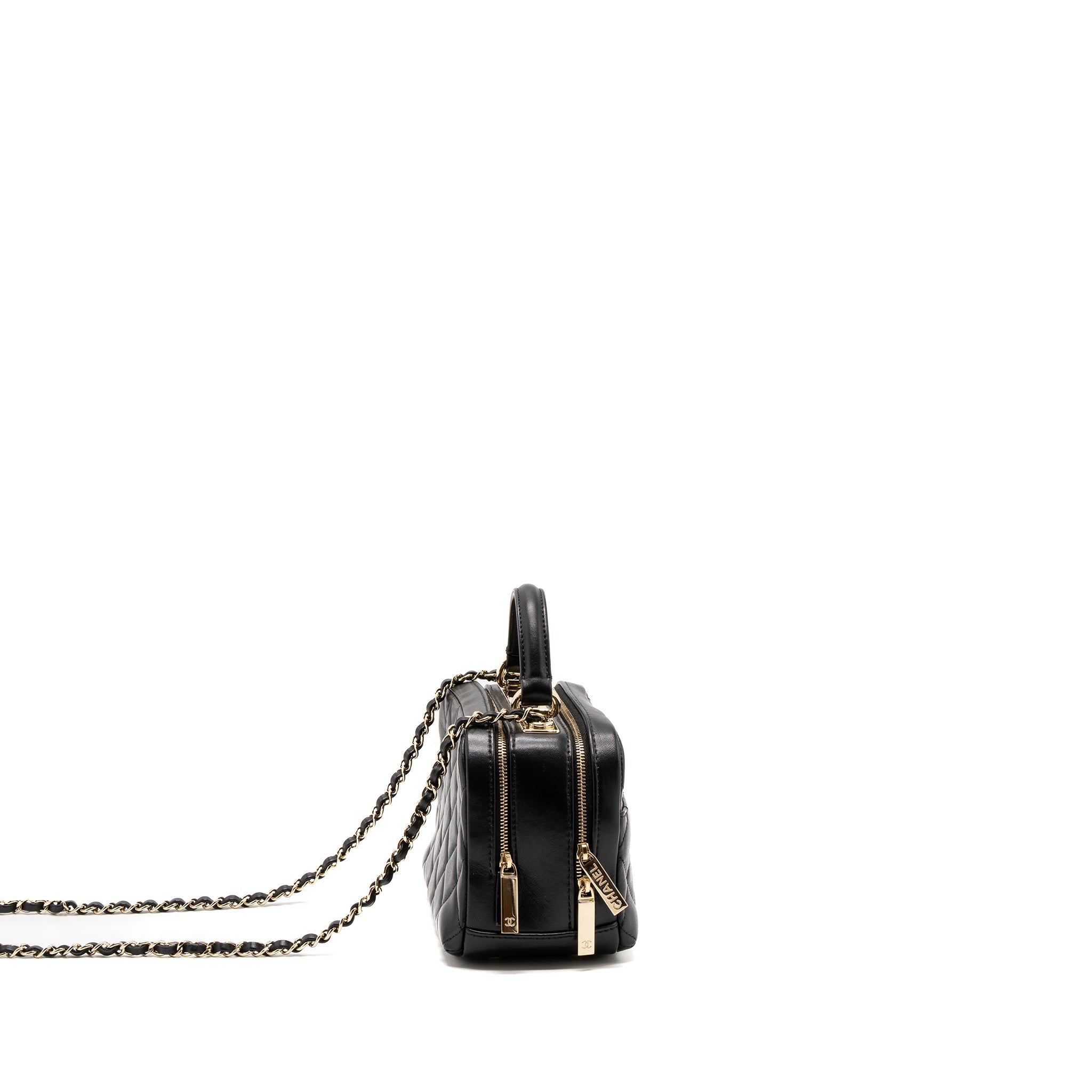 CHANEL TRENDY CC TOP HANDLE VANITY BAG LAMBSKIN BLACK GHW