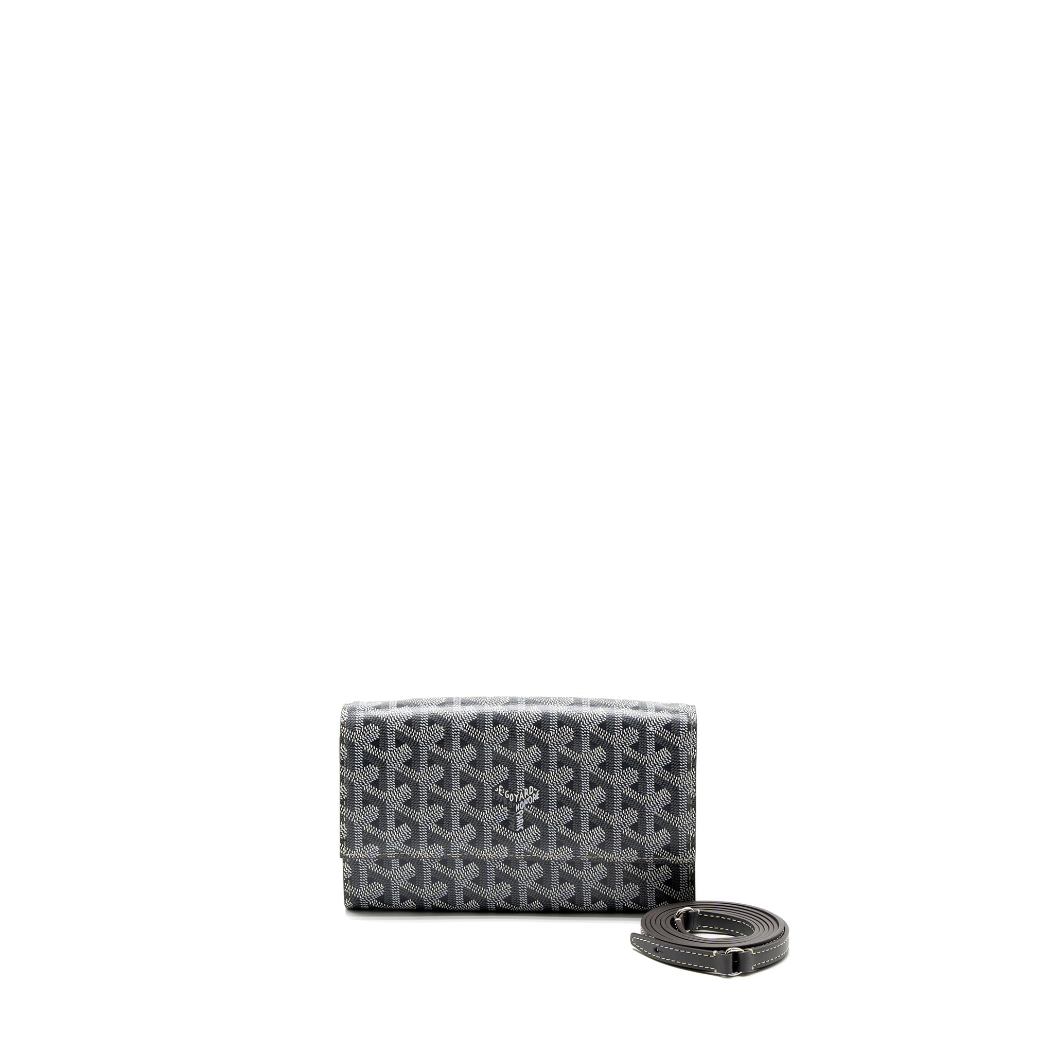 GOYARD VARENNE CONTINENTAL WALLET GOYARDINE CANVAS/CALFSKIN GREY SHW