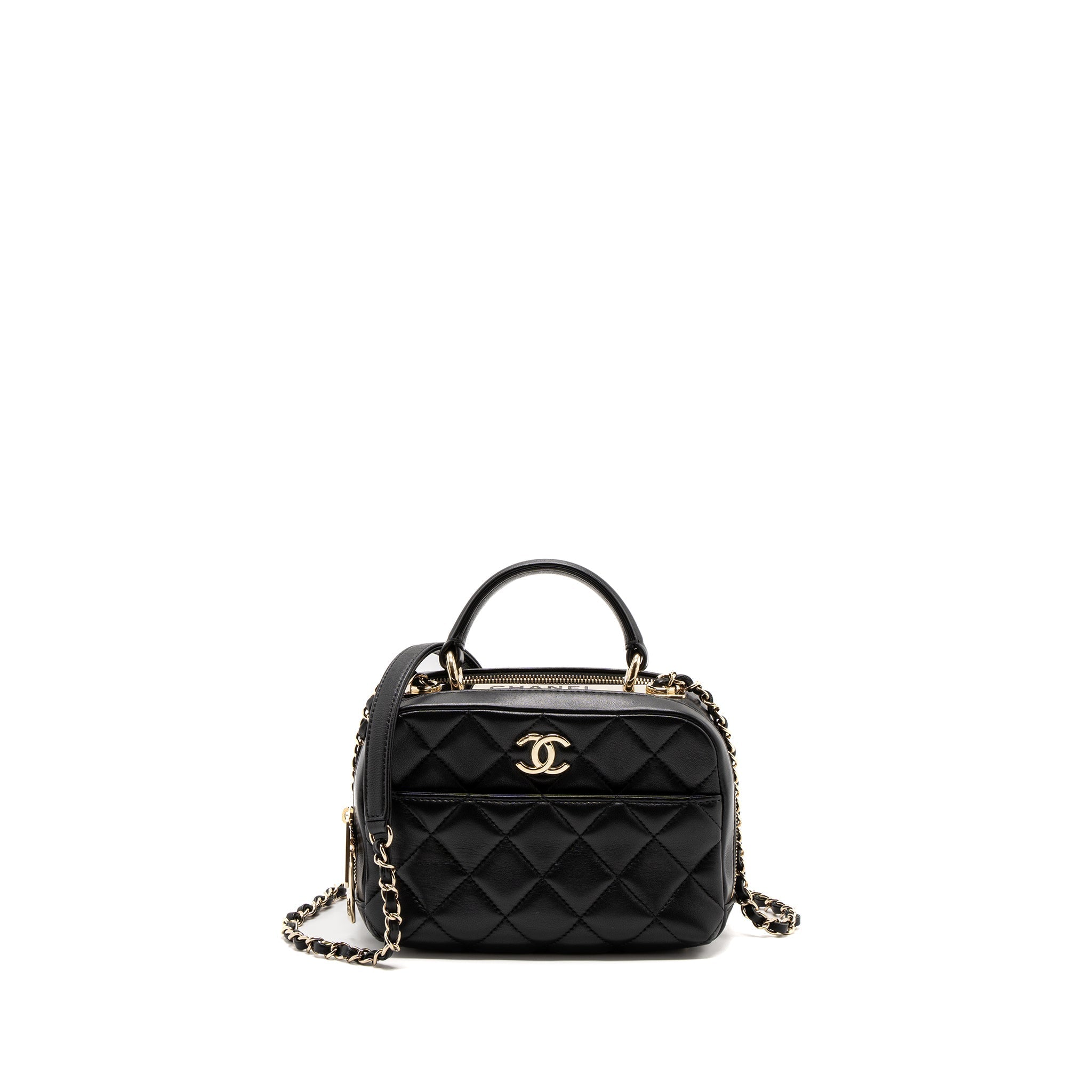 CHANEL TRENDY CC TOP HANDLE VANITY BAG LAMBSKIN BLACK GHW