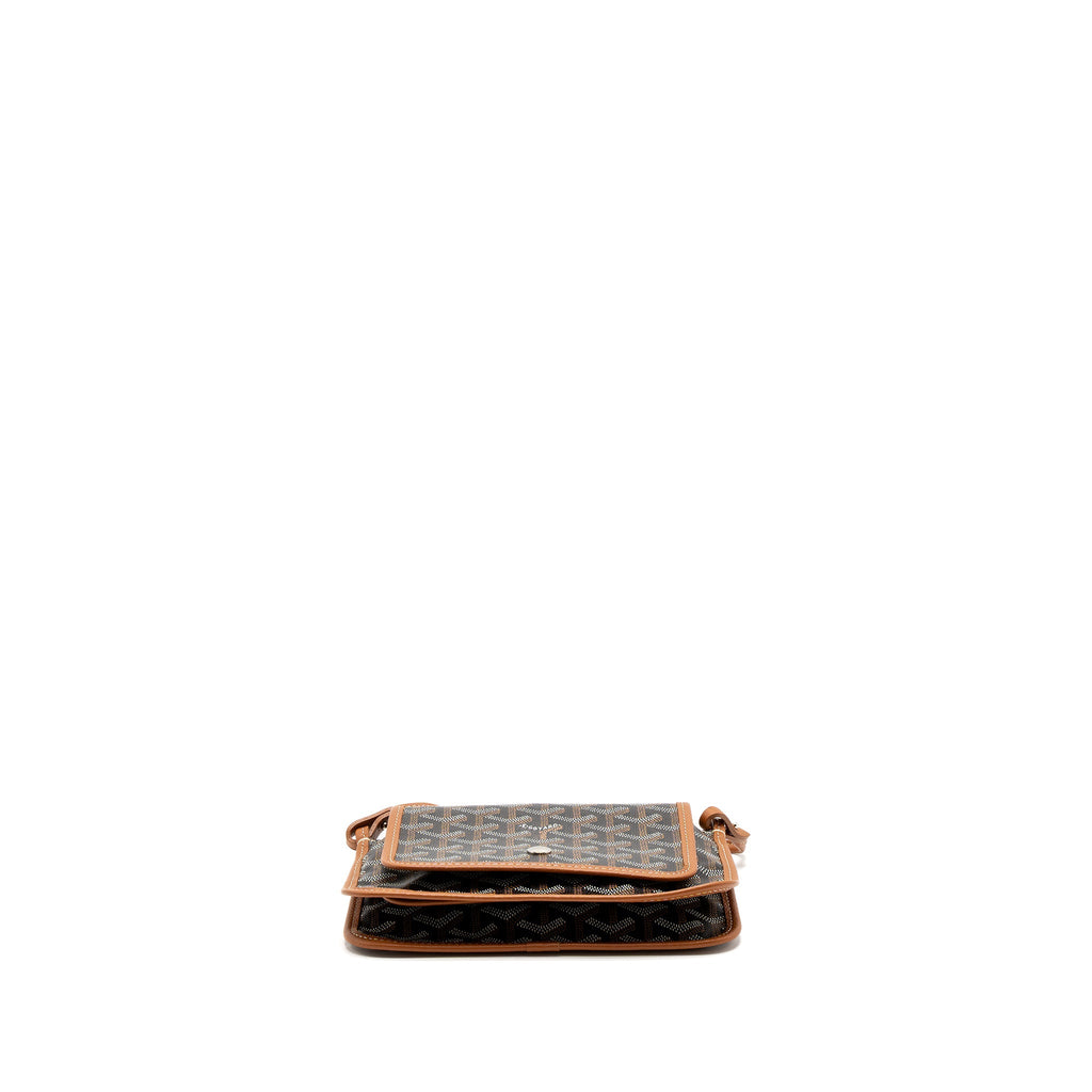 GOYARD PLUMET POCKET WALLET GOYARDINE CANVAS/CALFSKIN BLACK/BROWN SHW