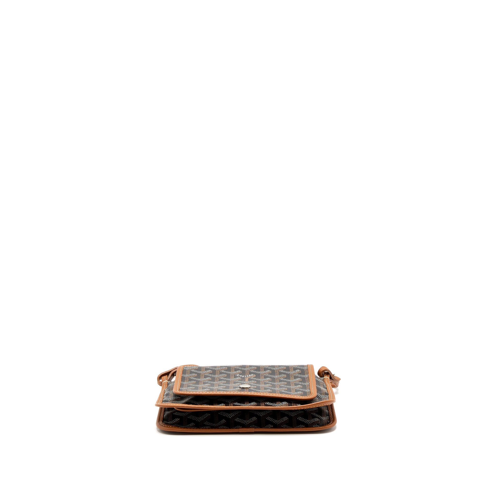 GOYARD PLUMET POCKET WALLET GOYARDINE CANVAS/CALFSKIN BLACK/BROWN SHW