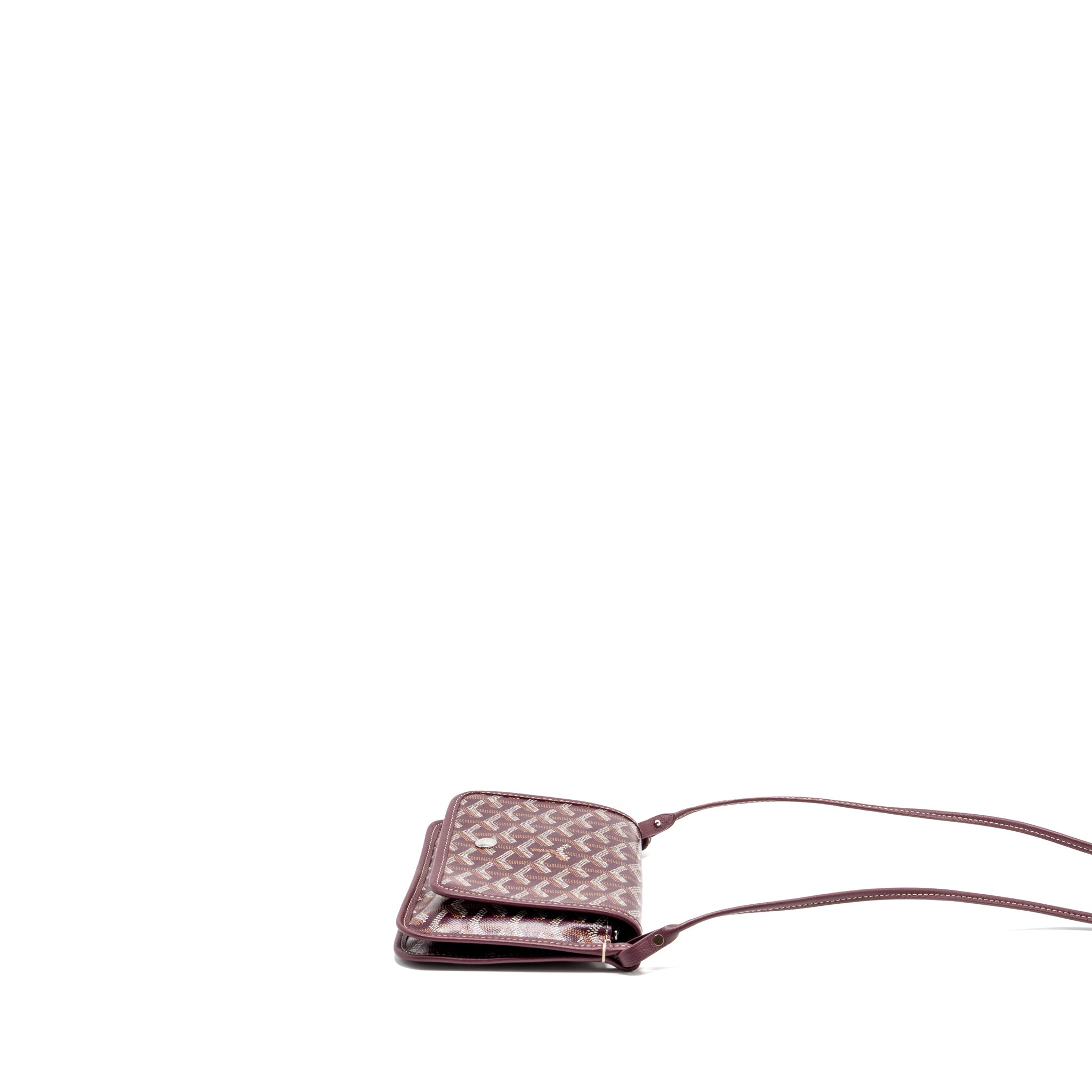 GOYARD PLUMET WALLET CLUTCH GOYARDINE CANVAS/LEATHER BURGUNDY SHW
