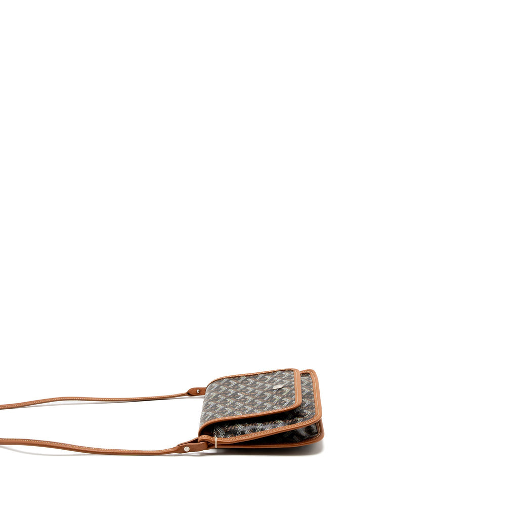 GOYARD PLUMET POCKET WALLET GOYARDINE CANVAS/CALFSKIN BLACK/BROWN SHW