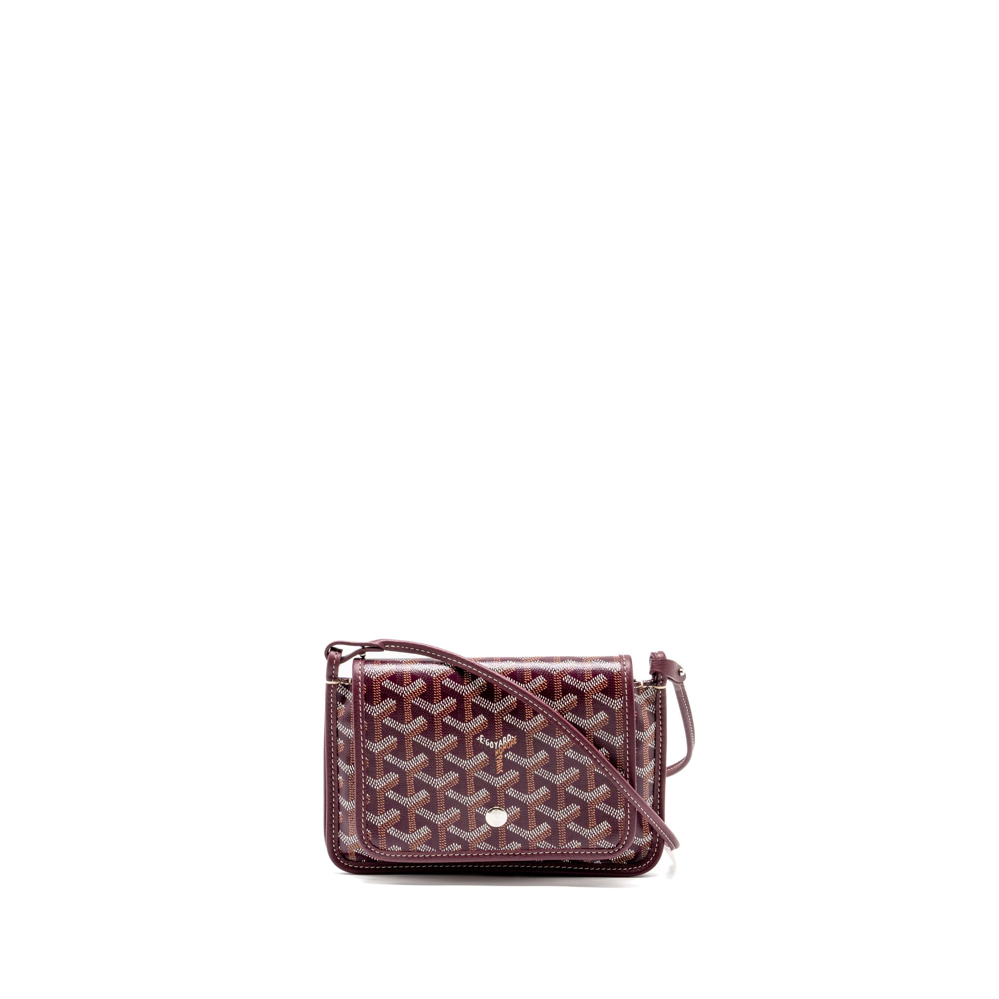 GOYARD PLUMET WALLET CLUTCH GOYARDINE CANVAS/LEATHER BURGUNDY SHW