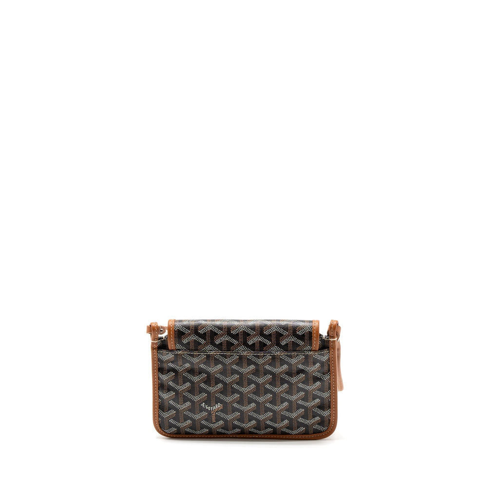 GOYARD PLUMET POCKET WALLET GOYARDINE CANVAS/CALFSKIN BLACK/BROWN SHW