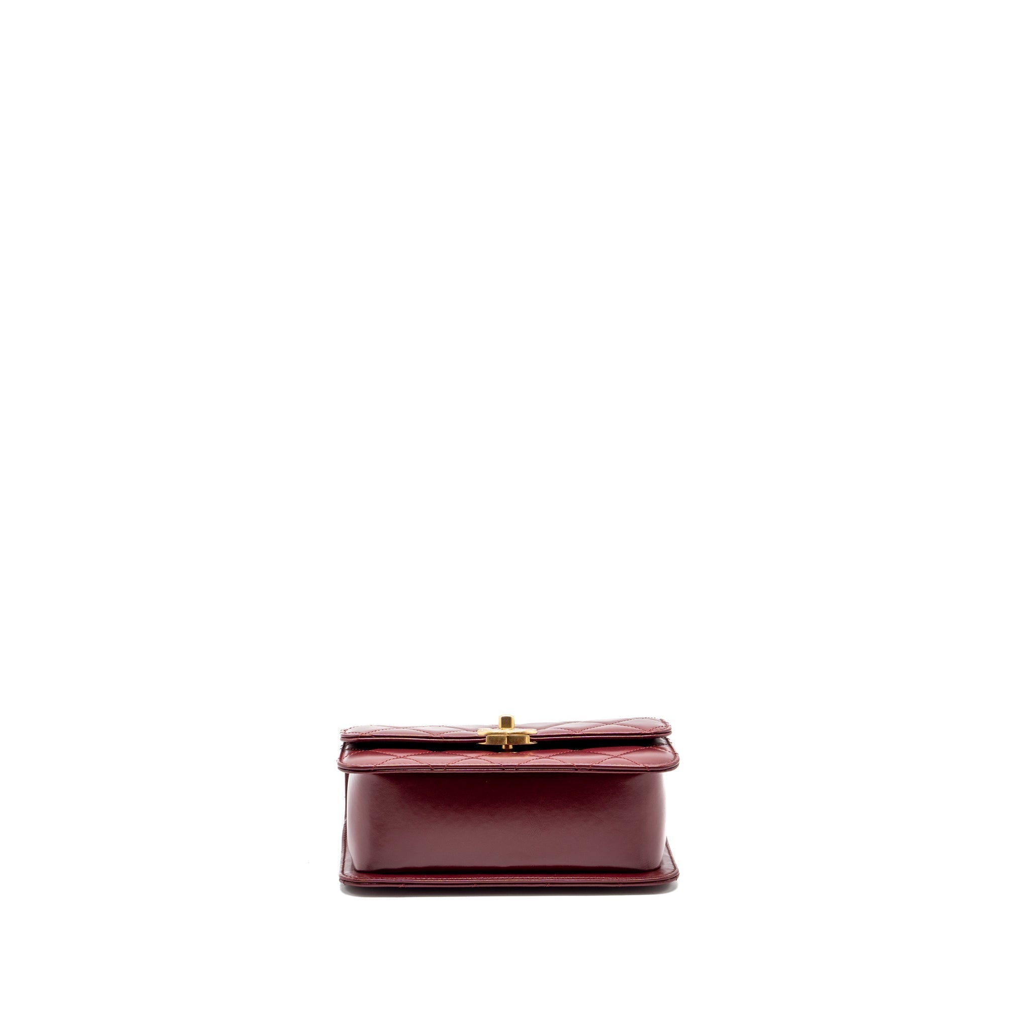 CHANEL GOLD CRUSH MINI FLAP BAG CALFSKIN RED GHW (MICROCHIP)
