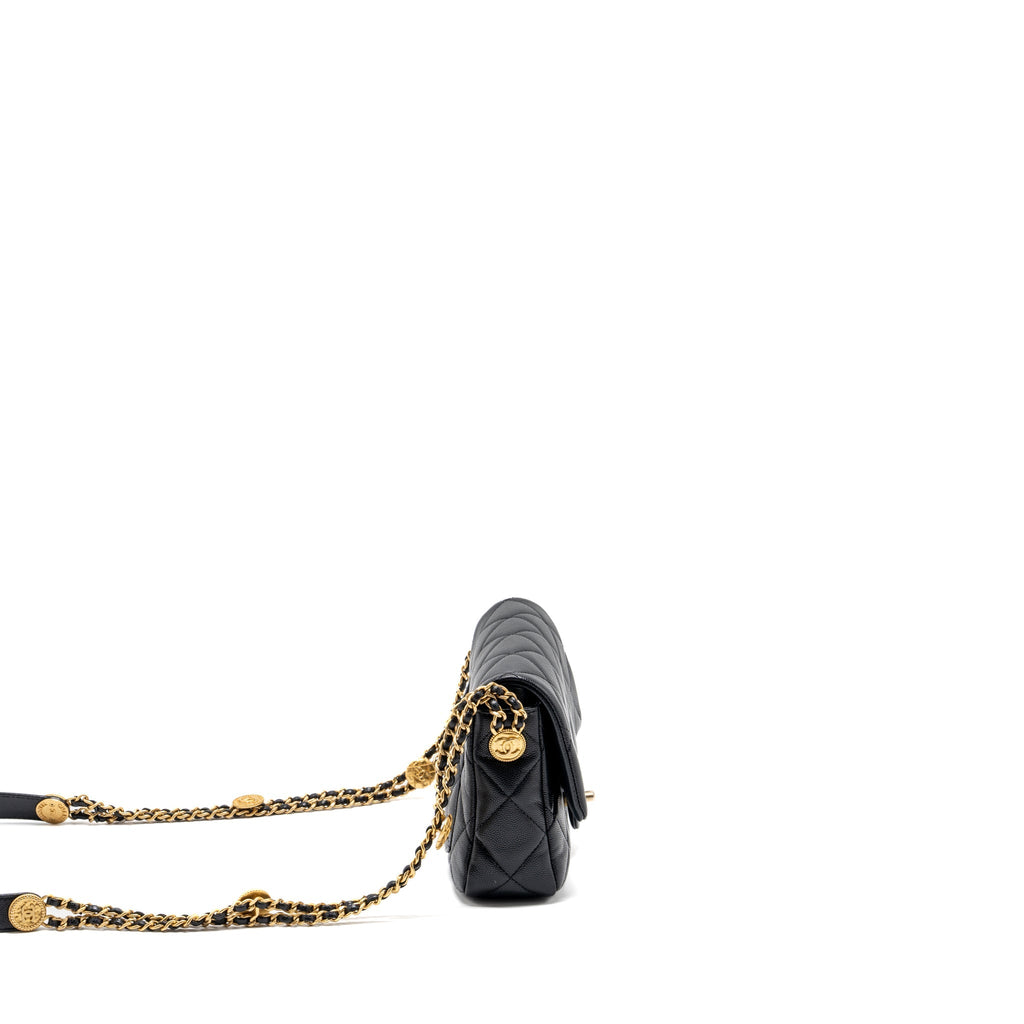 CHANEL TWIST YOUR BUTTON QUILTED FLAP BAG CAVIAR BLACK GHW (MICROCHIP)