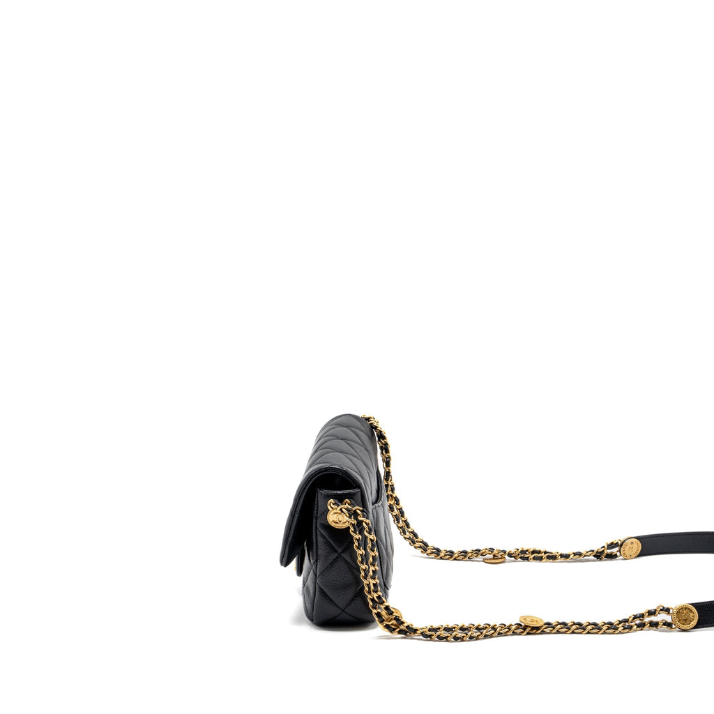 CHANEL TWIST YOUR BUTTON QUILTED FLAP BAG CAVIAR BLACK GHW (MICROCHIP)