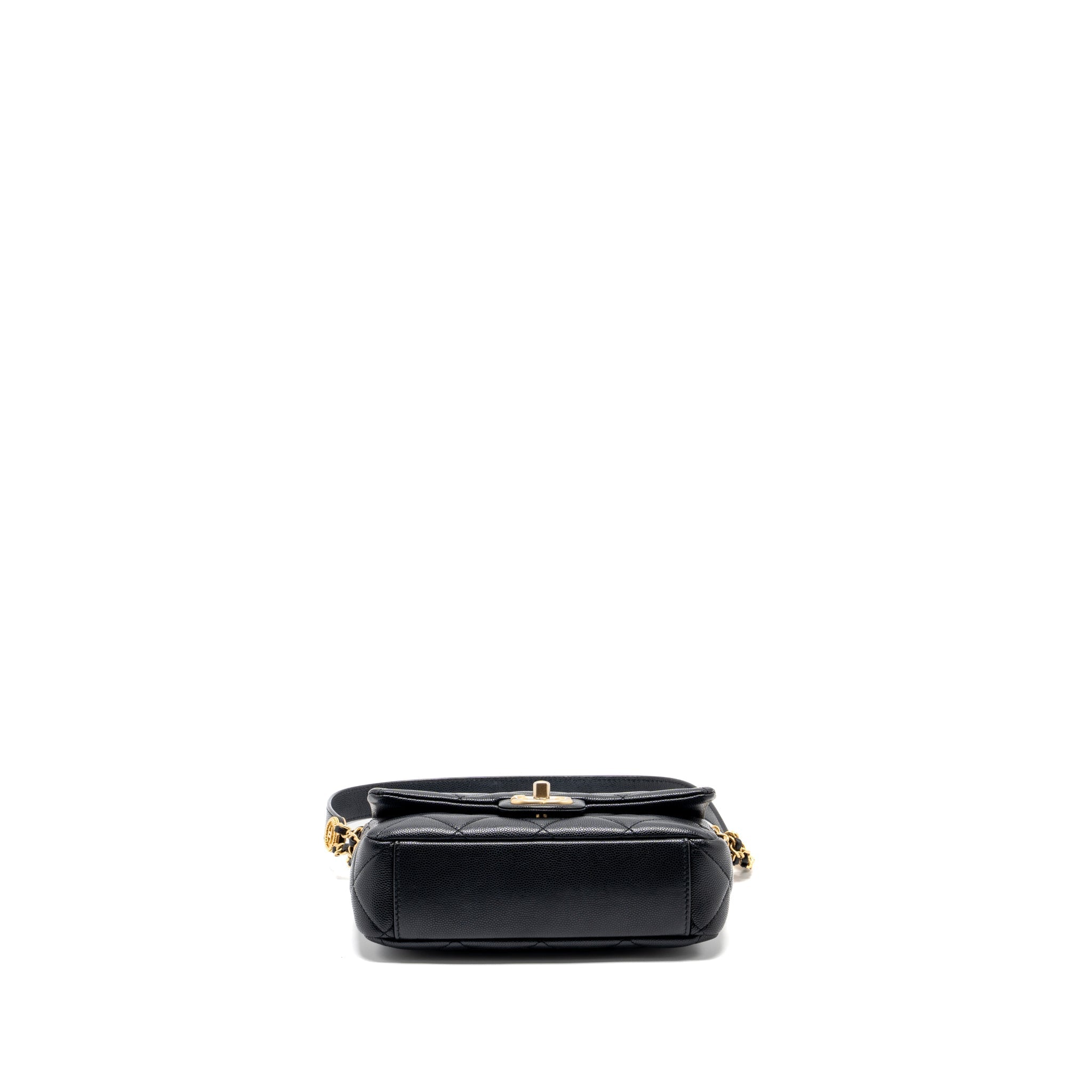 CHANEL TWIST YOUR BUTTON QUILTED FLAP BAG CAVIAR BLACK GHW (MICROCHIP)