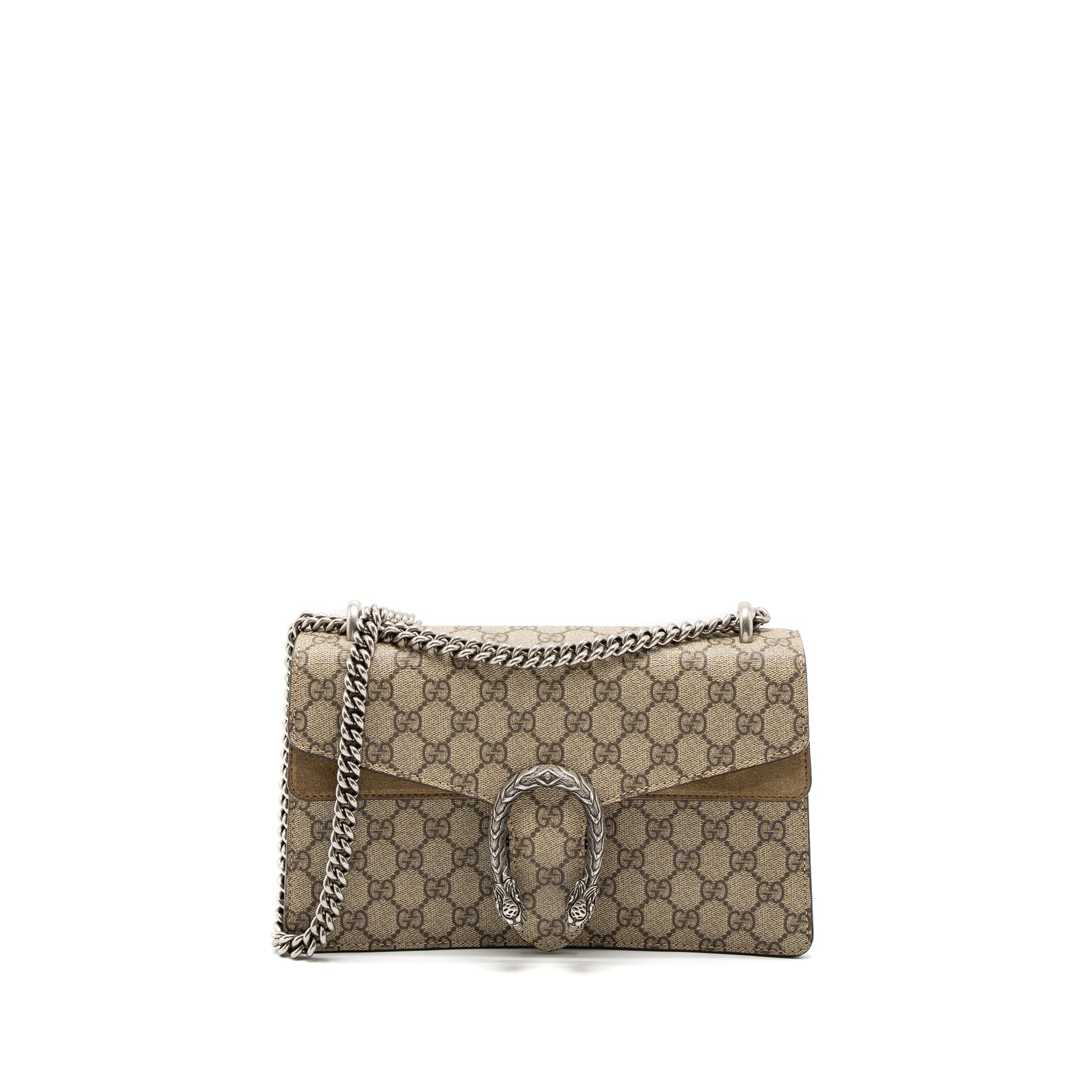 GUCCI SMALL DIONYSUS SHOULDER BAG GG SUPREME CANVAS/SUEDE BROWN SHW
