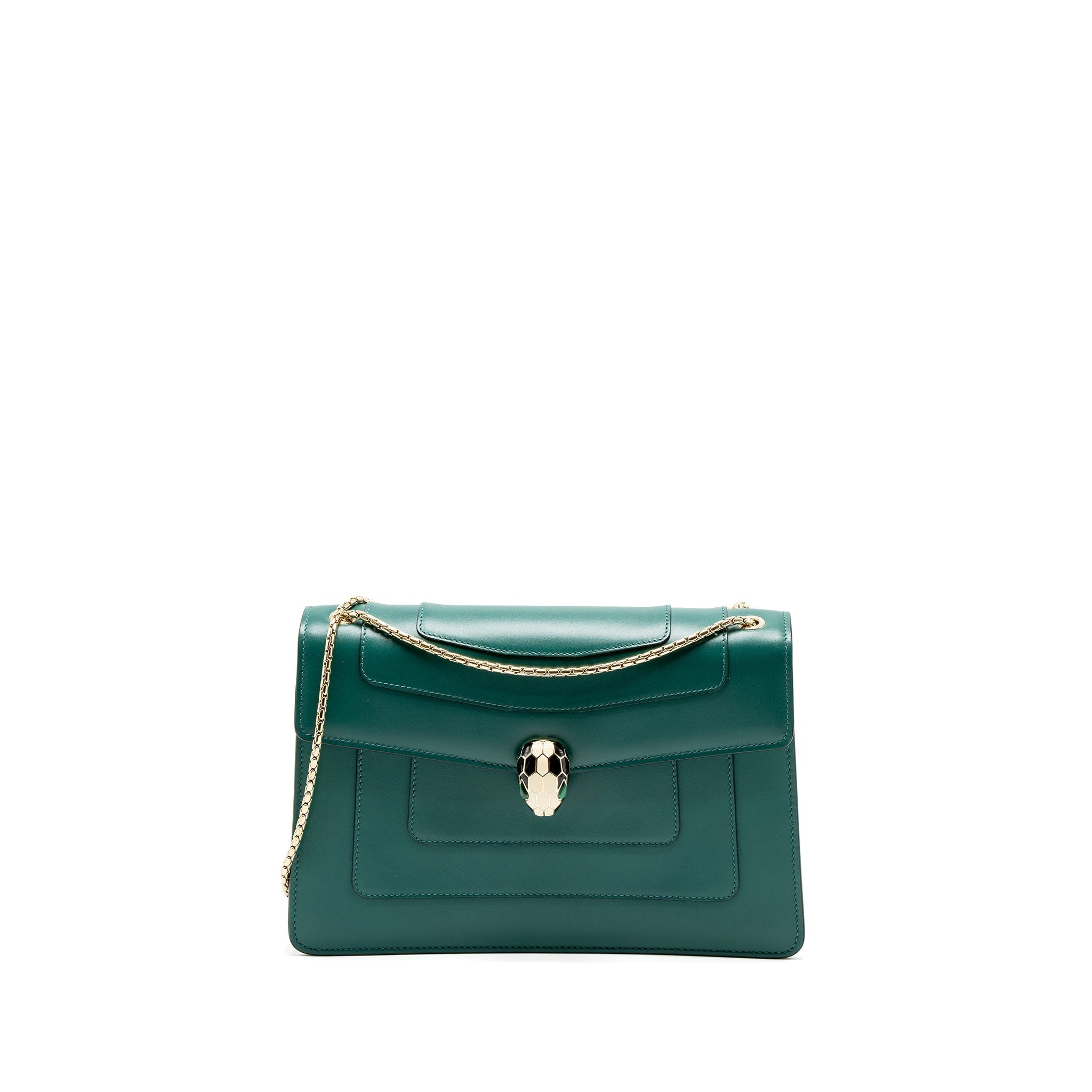 BVLGARI SERPENTI FOREVER SHOULDER BAG CALFSKIN GREEN LGHW