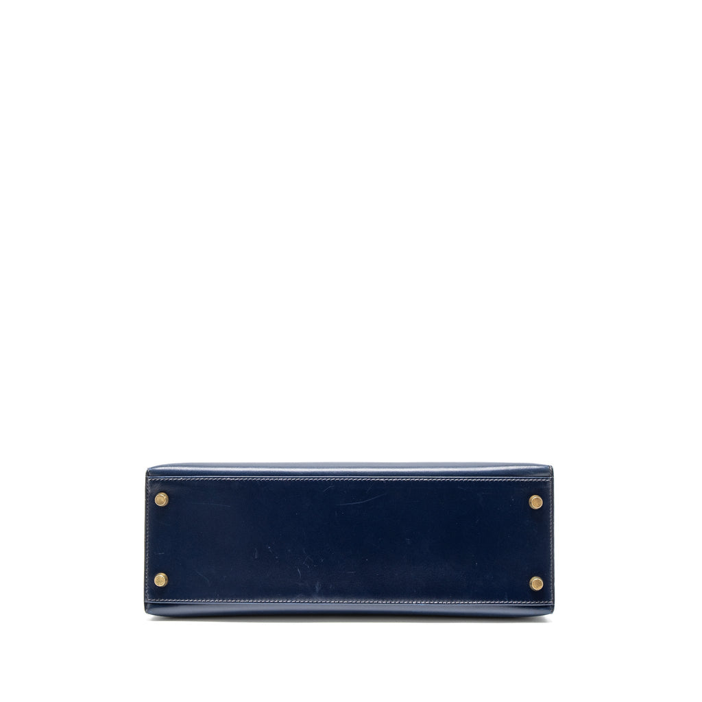 HERMES KELLY 32 BOX DARK BLUE GHW CIRCLE Z