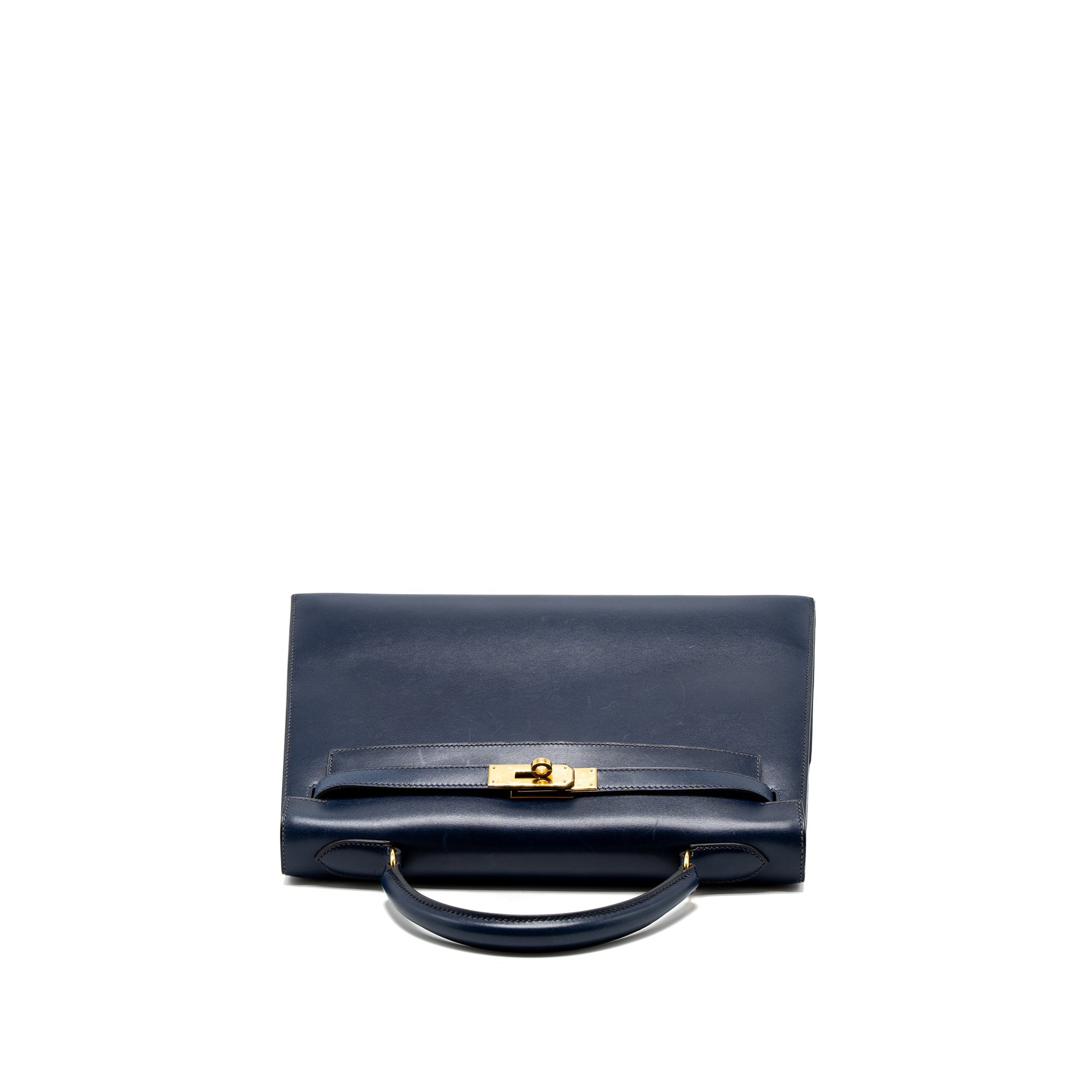 HERMES KELLY 32 BOX DARK BLUE GHW CIRCLE Z