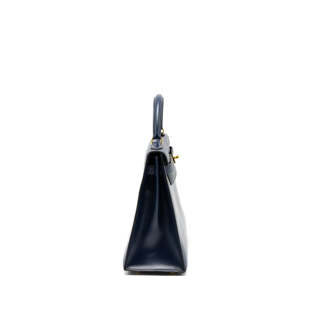 HERMES KELLY 32 BOX DARK BLUE GHW CIRCLE Z
