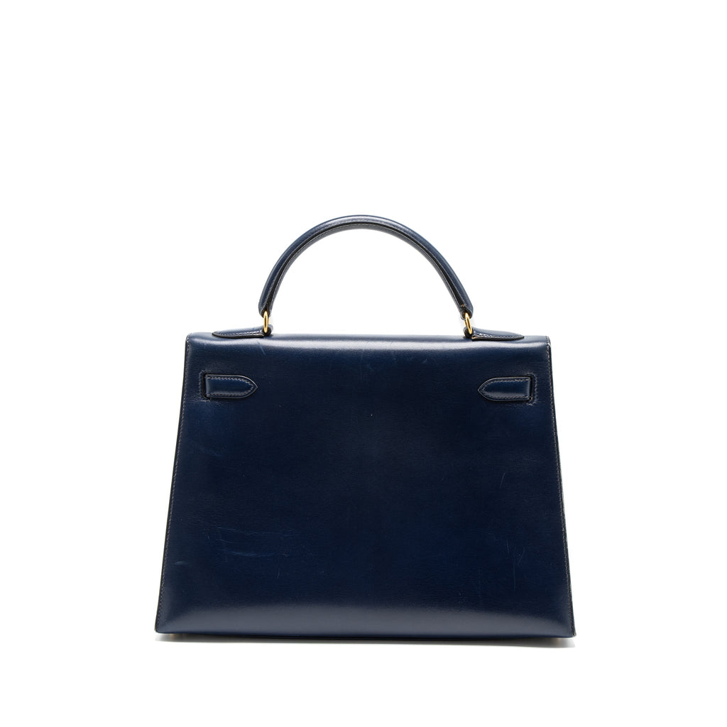 HERMES KELLY 32 BOX DARK BLUE GHW CIRCLE Z
