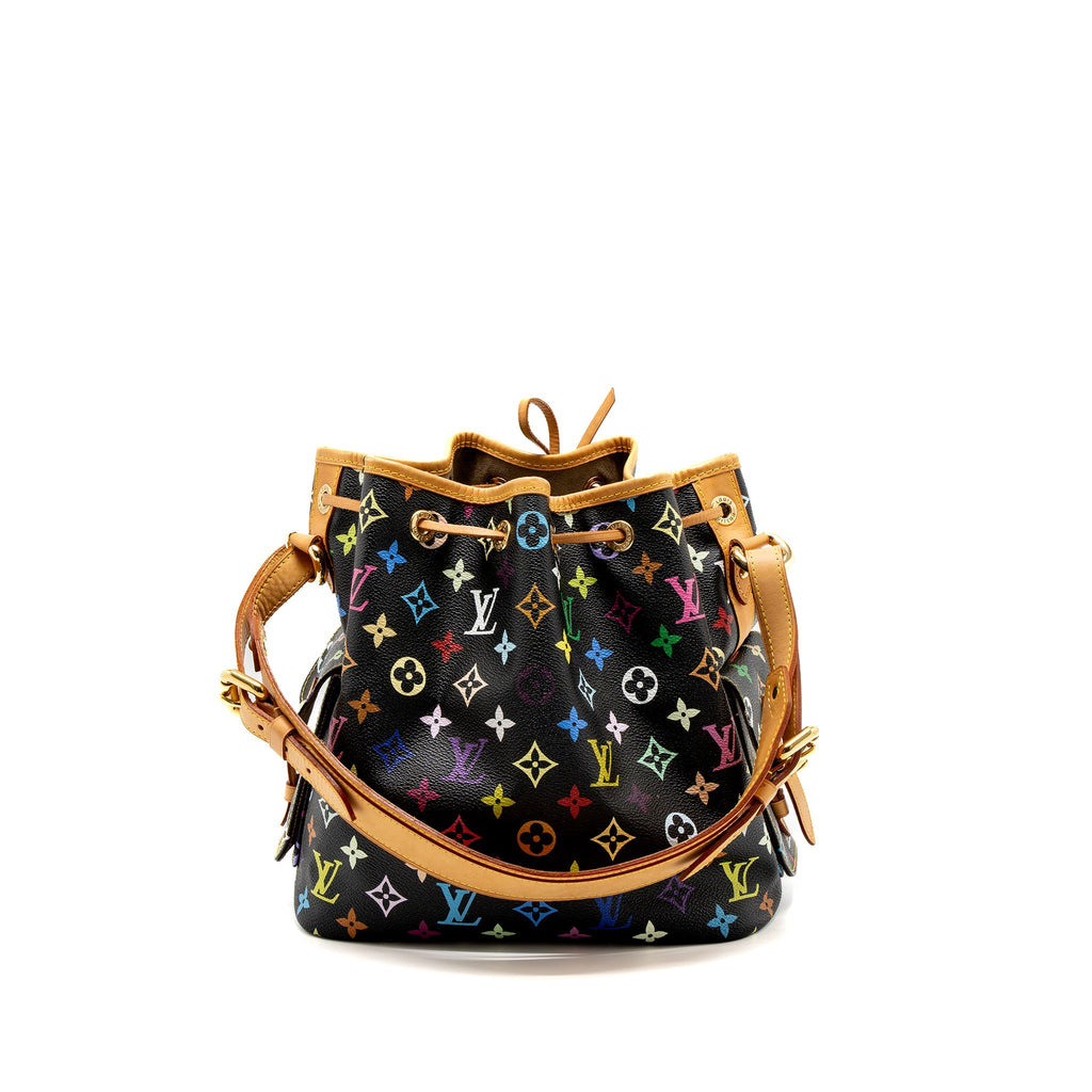 LOUIS VUITTON PETIT NOE MONOGRAM CANVAS BLACK/MULTICOLOUR GHW
