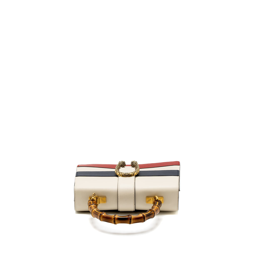 GUCCI BAMBOO TOP HANDLE DIONYSUS FLAP BAG CALFSKIN WHITE/MULTICOLOUR GHW