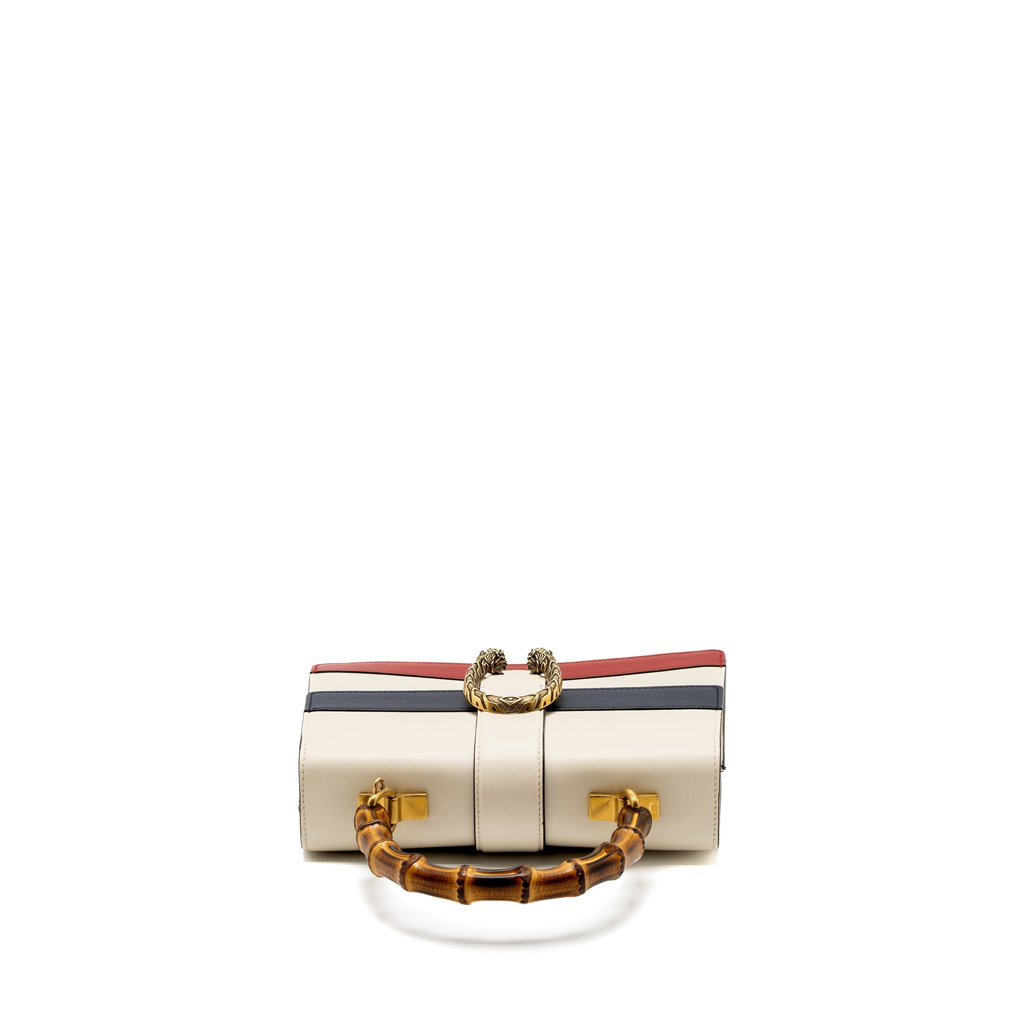 GUCCI BAMBOO TOP HANDLE DIONYSUS FLAP BAG CALFSKIN WHITE/MULTICOLOUR GHW