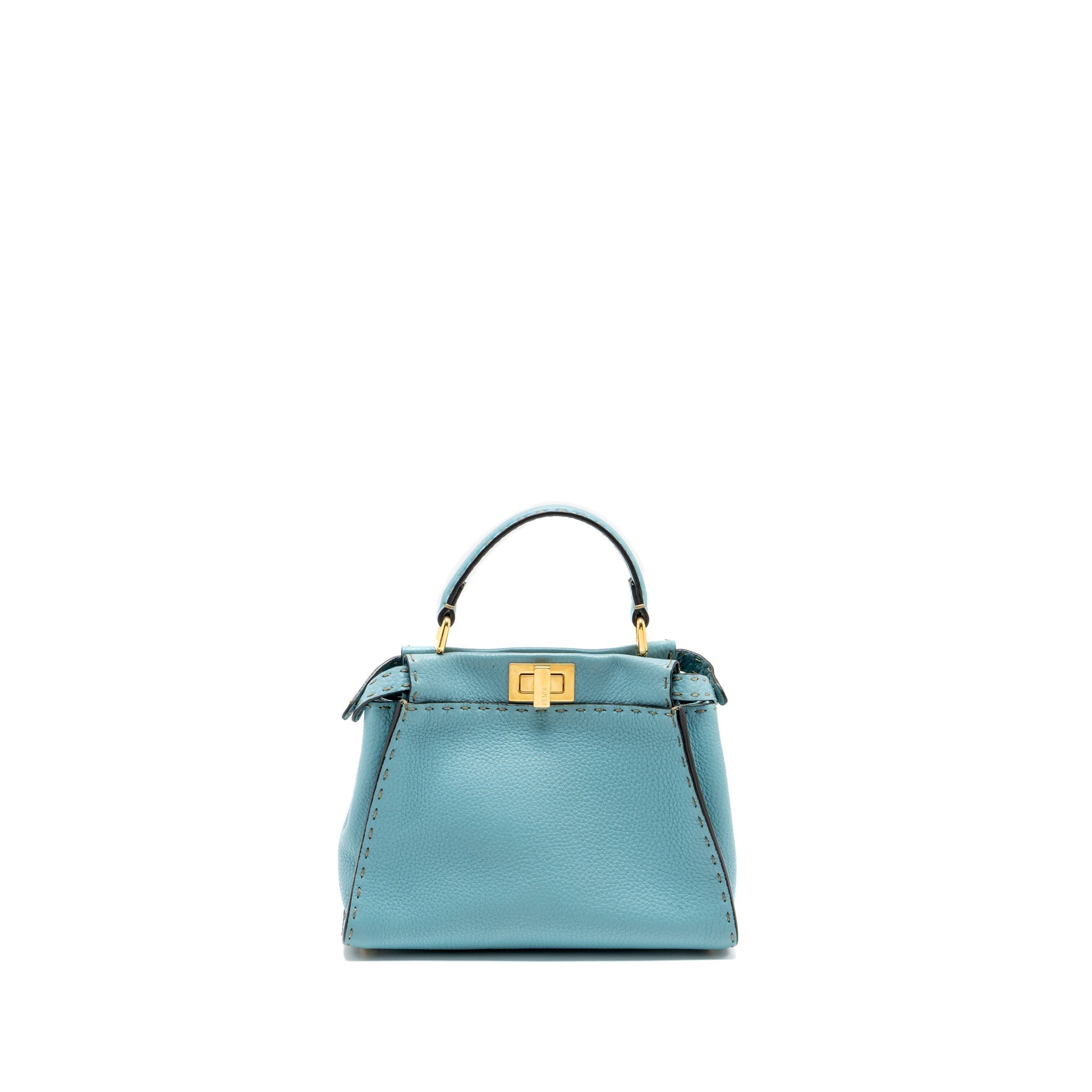 FENDI MINI PEEKABOO BAG CALFSKIN BLUE GHW
