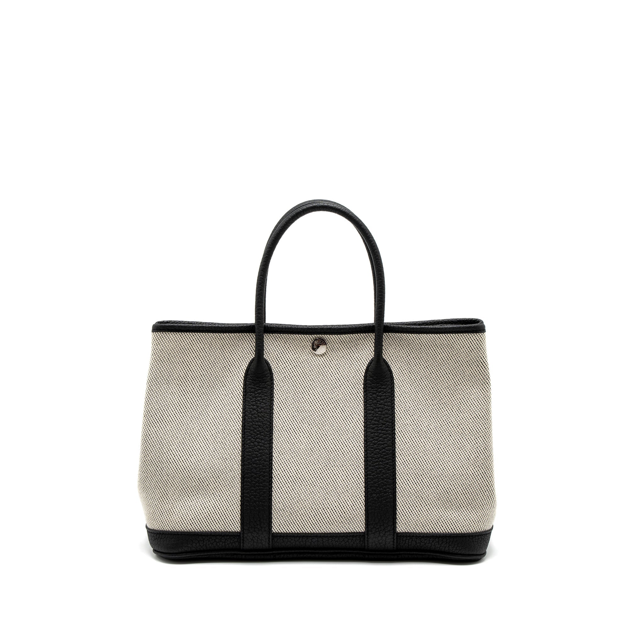 HERMES GARDEN PARTY 30 CANVAS/NEGONDA ECRU/BLACK SHW