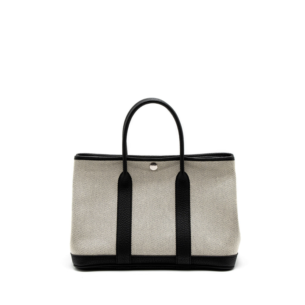 HERMES GARDEN PARTY 30 CANVAS/NEGONDA ECRU/BLACK SHW