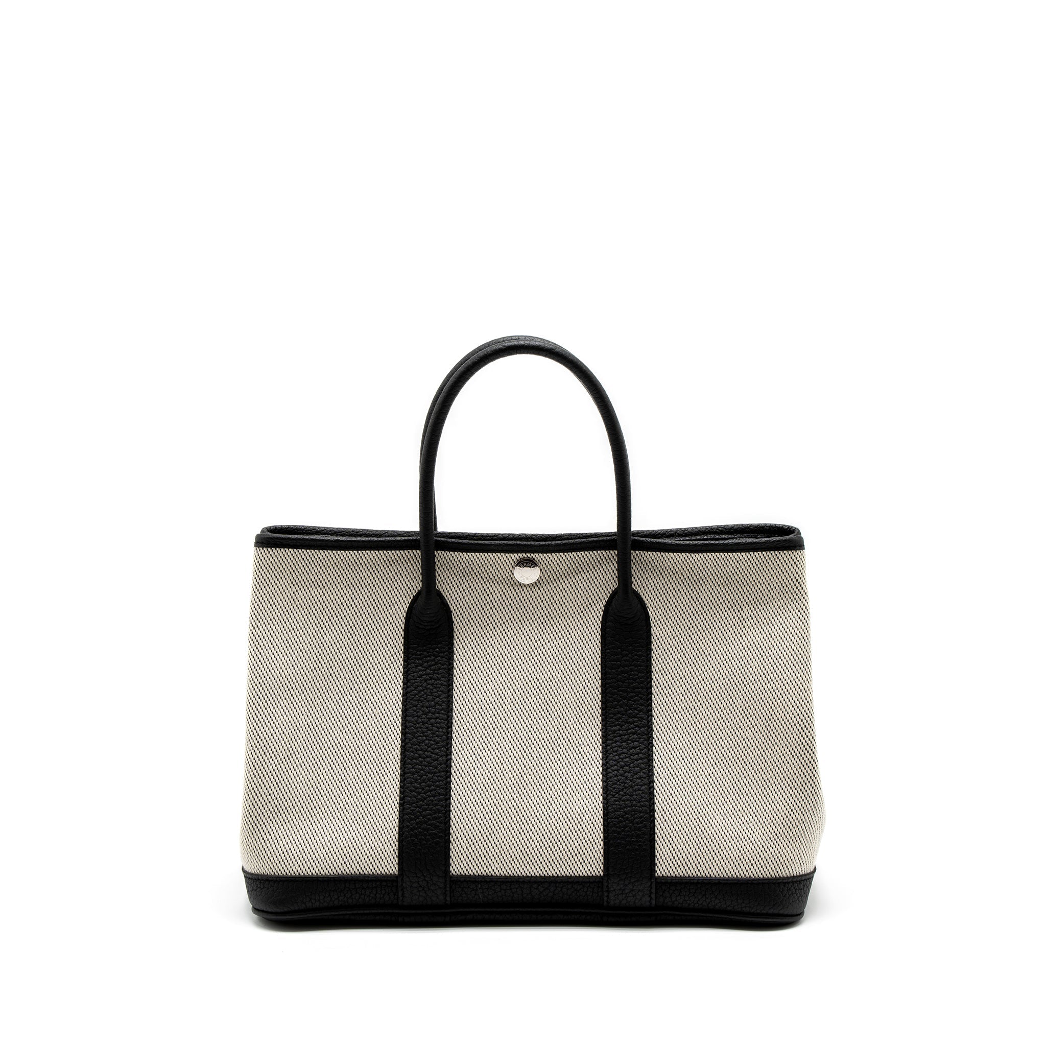 HERMES GARDEN PARTY 30 CANVAS/NEGONDA ECRU/BLACK SHW