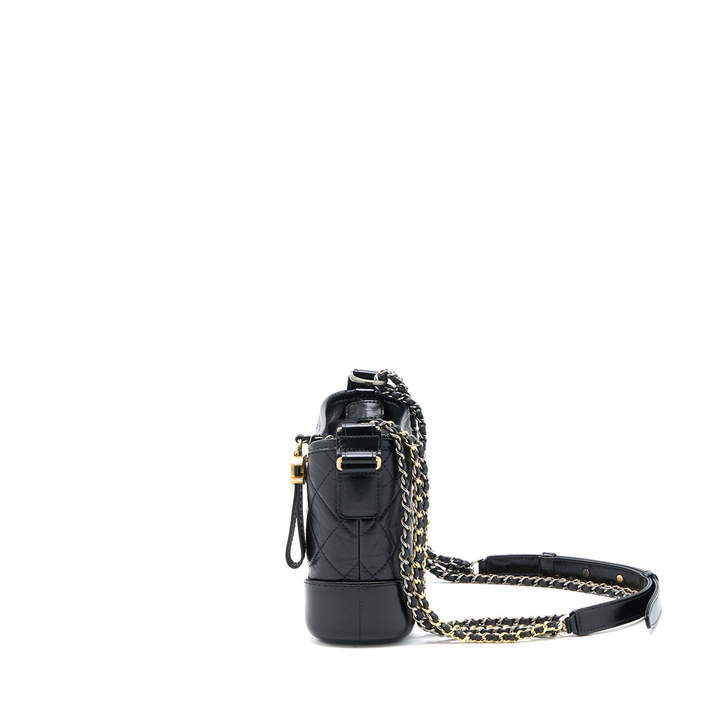 CHANEL SMALL GABRIELLE HOBO BAG AGED CALFSKIN BLACK MULTICOLOUR HARDWARE