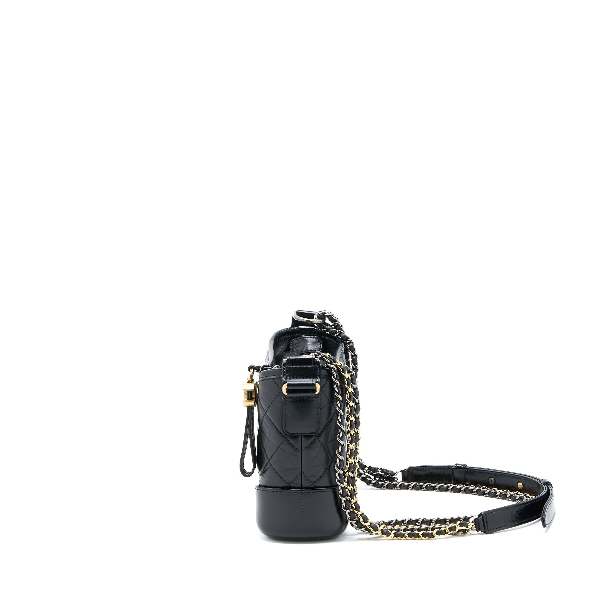 CHANEL SMALL GABRIELLE HOBO BAG AGED CALFSKIN BLACK MULTICOLOUR HARDWARE