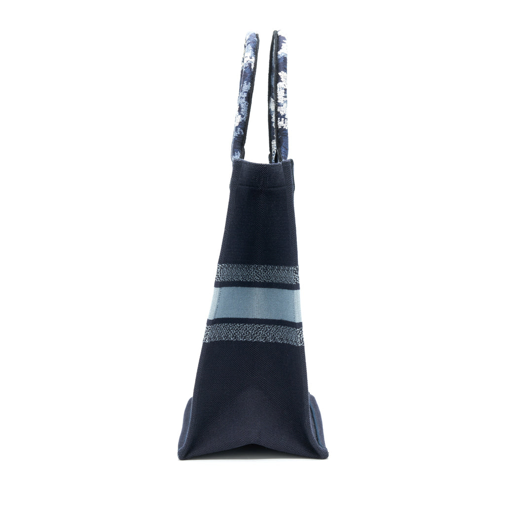 DIOR LIMITED EDITION BOOK TOTE DARK BLUE DENIM PATTERN