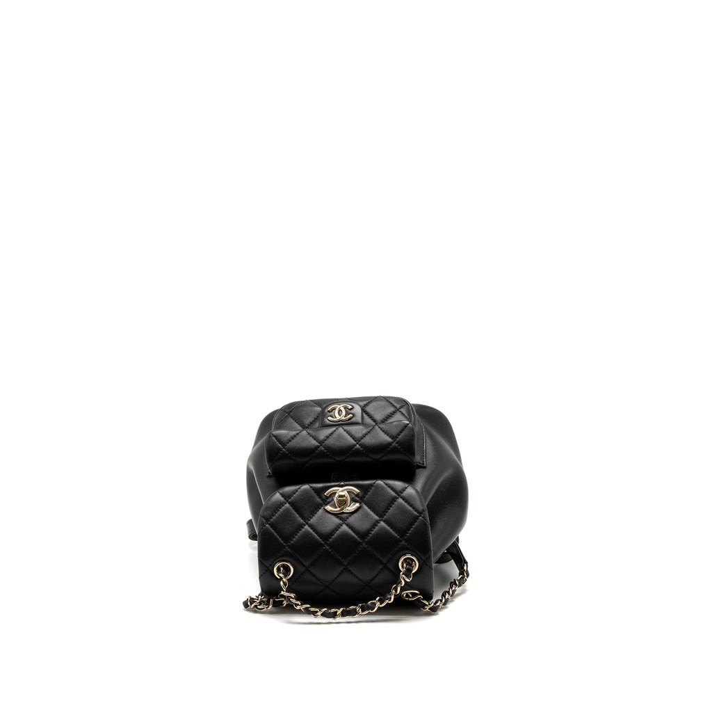 CHANEL MINI DUMA BACKPACK LAMBSKIN BLACK LGHW (MICROCHIP)