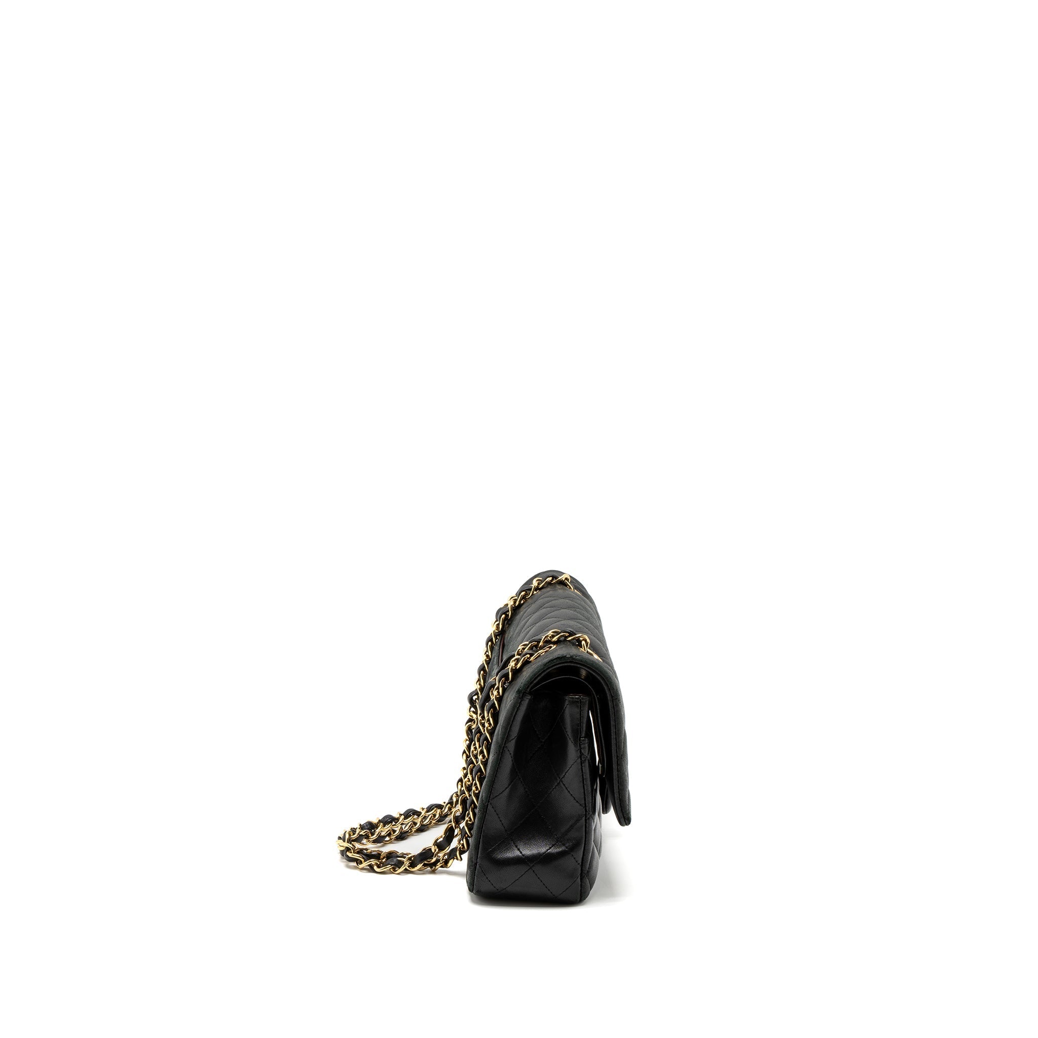 CHANEL MEDIUM CLASSIC FLAP BAG LAMBSKIN BLACK GHW