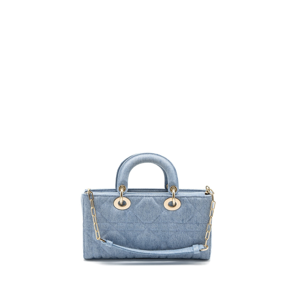 DIOR SMALL LADY D-JOY BAG MACROCANNAGE DENIM BLUE LGHW