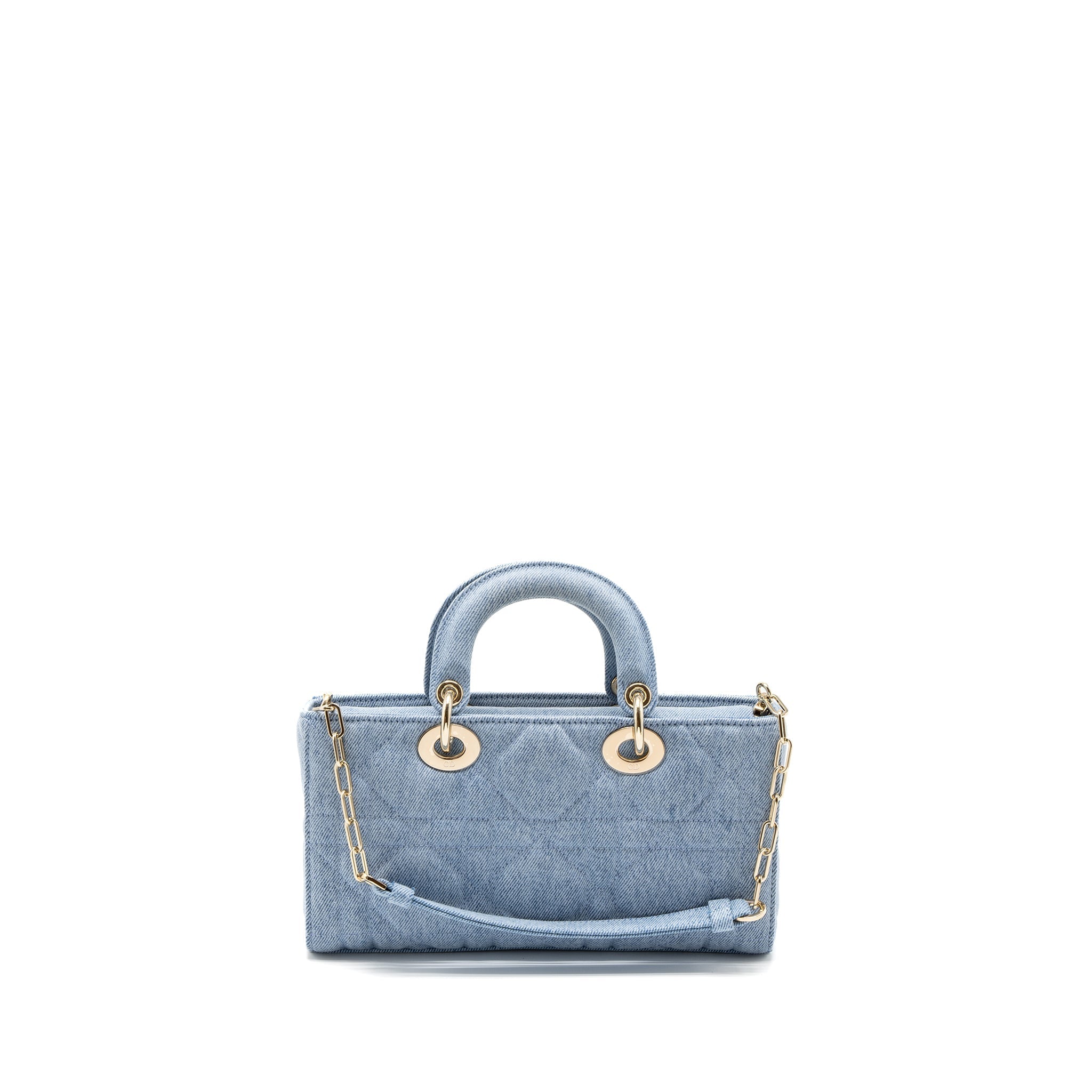 DIOR SMALL LADY D-JOY BAG MACROCANNAGE DENIM BLUE LGHW