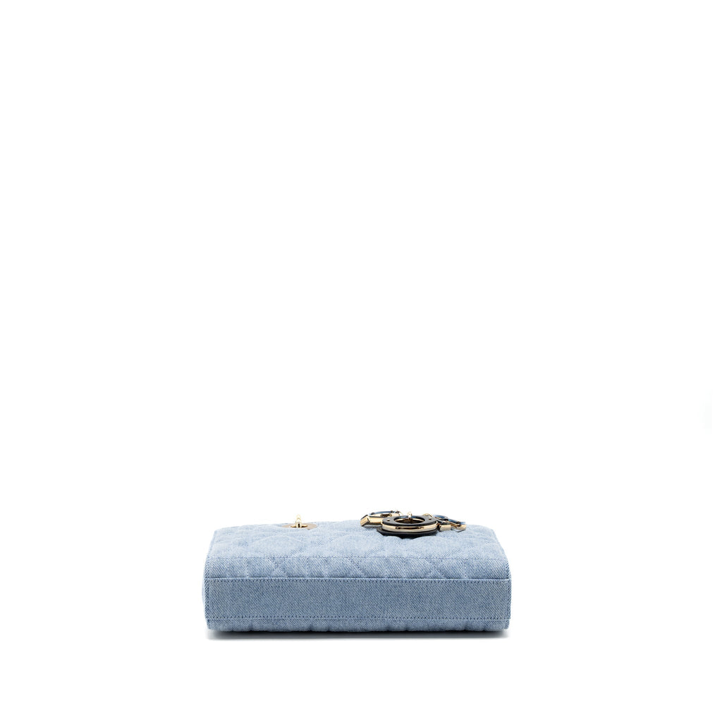 DIOR SMALL LADY D-JOY BAG MACROCANNAGE DENIM BLUE LGHW