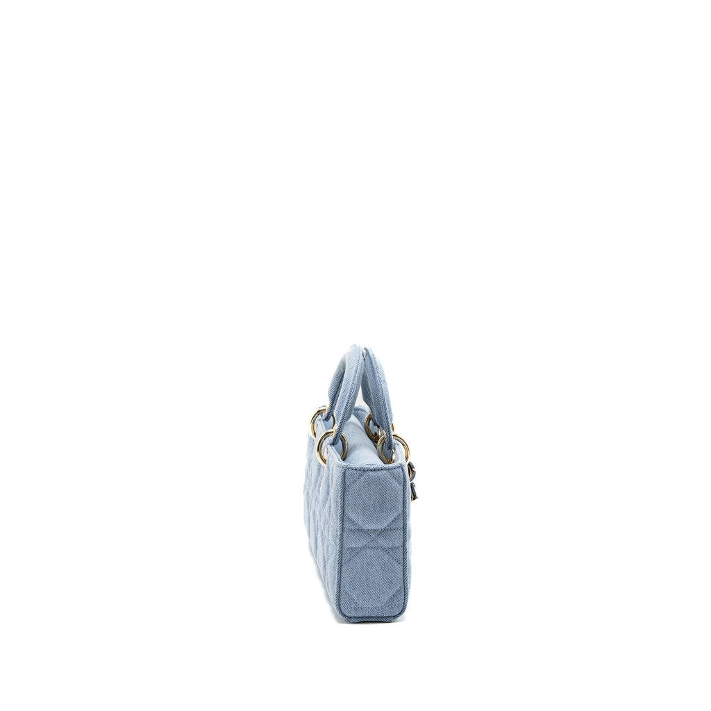 DIOR SMALL LADY D-JOY BAG MACROCANNAGE DENIM BLUE LGHW