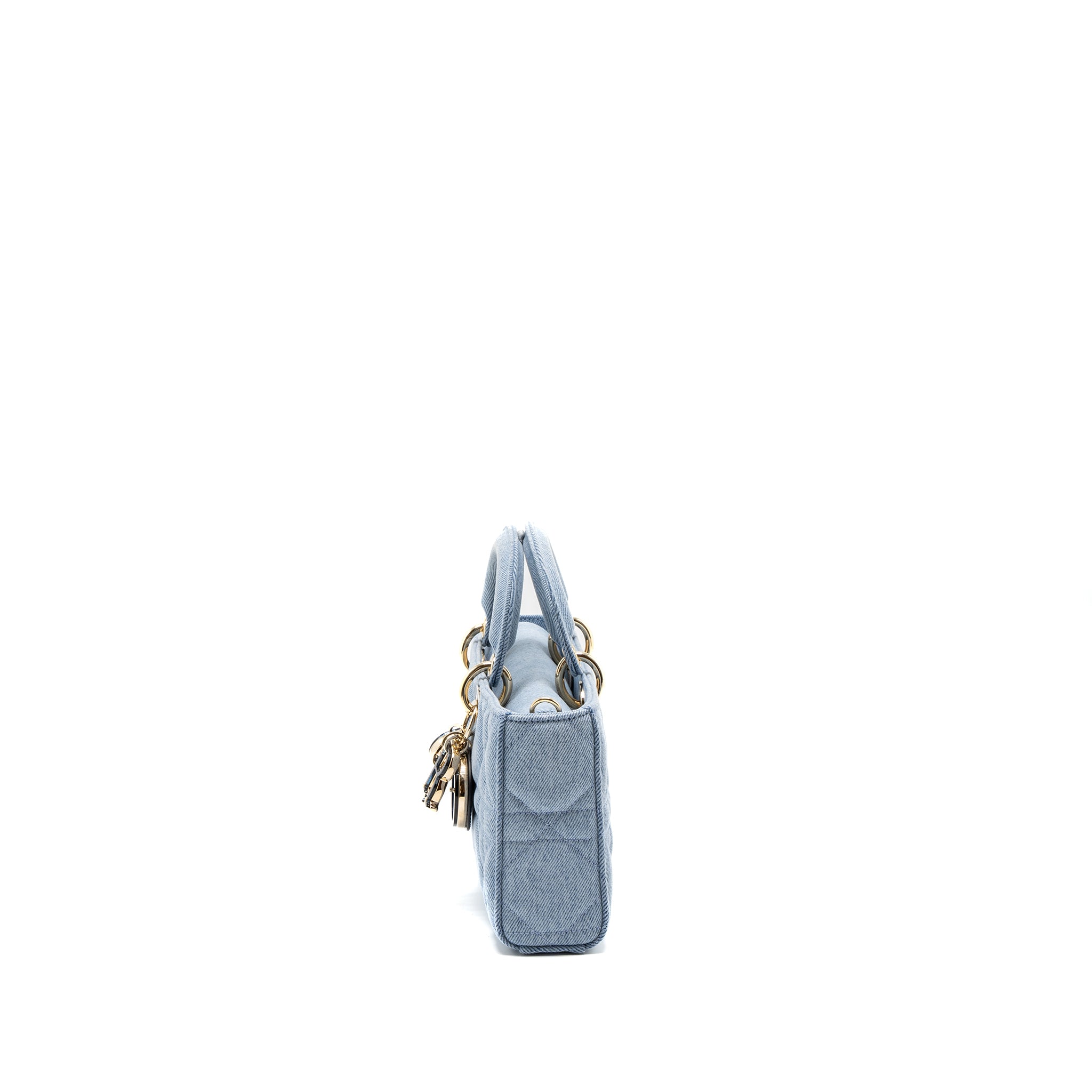 DIOR SMALL LADY D-JOY BAG MACROCANNAGE DENIM BLUE LGHW