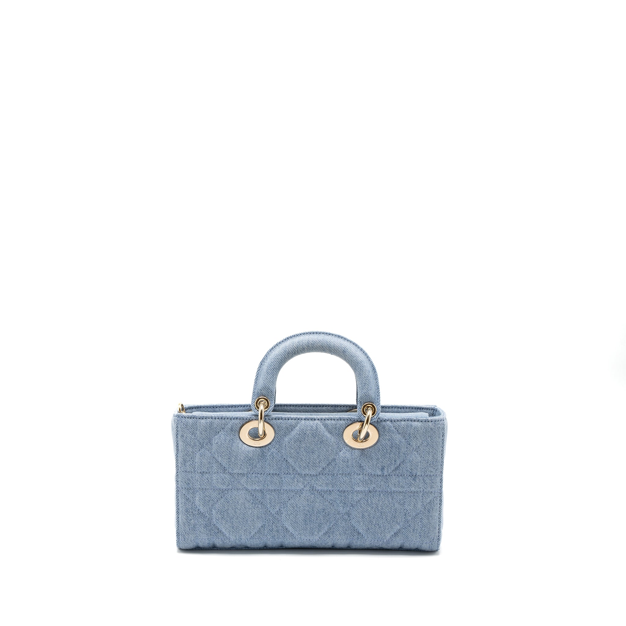 DIOR SMALL LADY D-JOY BAG MACROCANNAGE DENIM BLUE LGHW