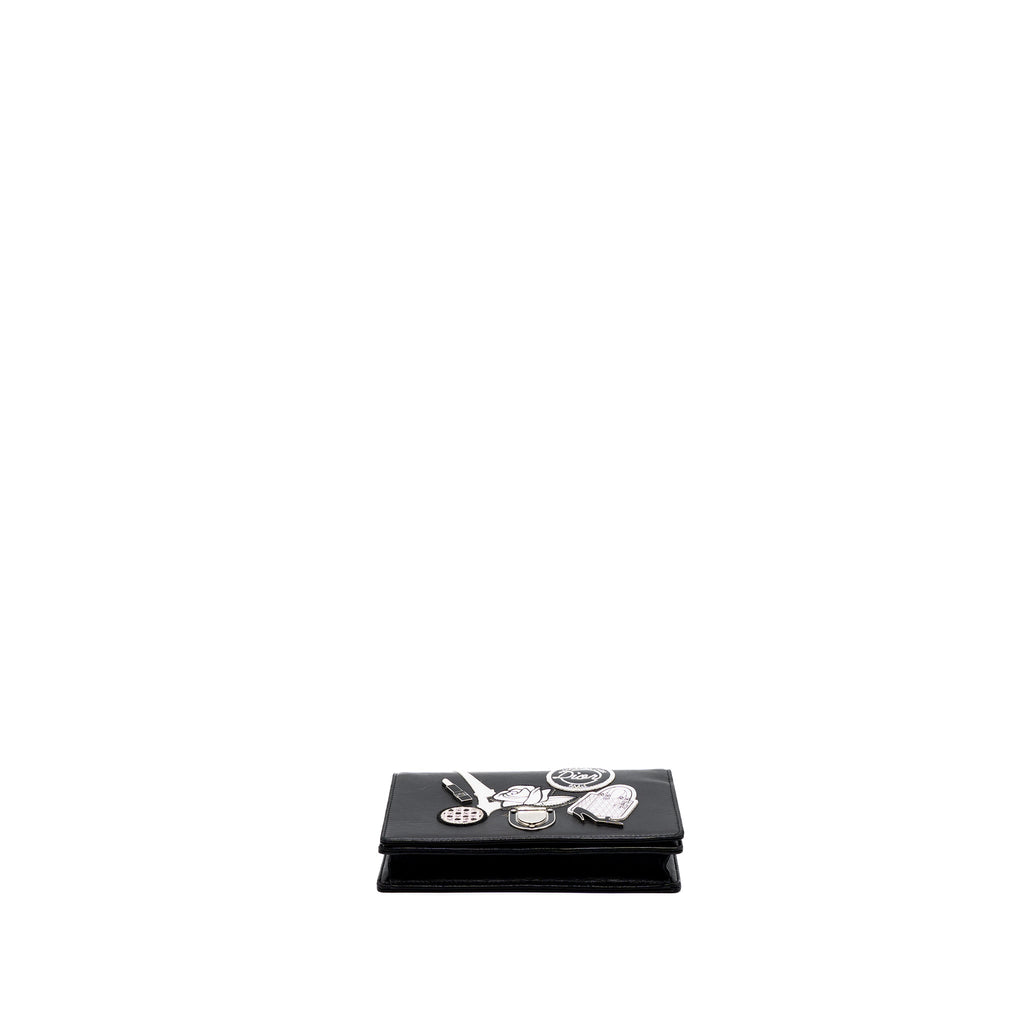 DIOR DIORAMA WALLET ON CHAIN LIMITED PRINT LAMBSKIN BLACK SHW