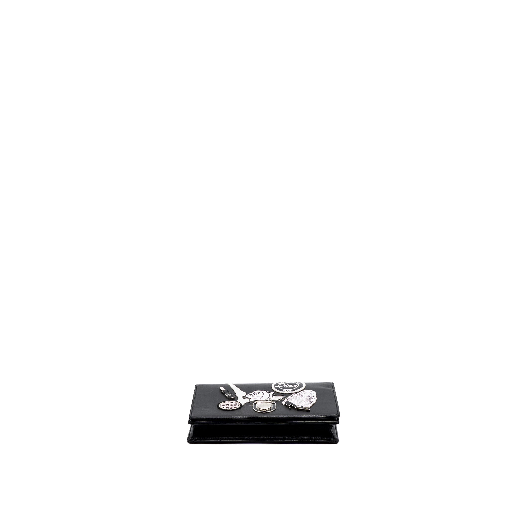 DIOR DIORAMA WALLET ON CHAIN LIMITED PRINT LAMBSKIN BLACK SHW