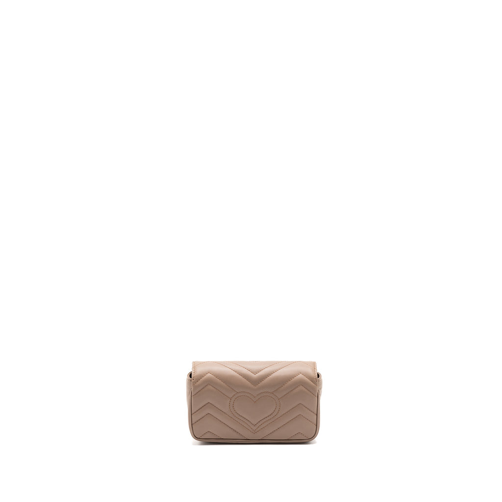 GUCCI SUPER MINI GG MARMONT BAG CALFSKIN BEIGE GHW