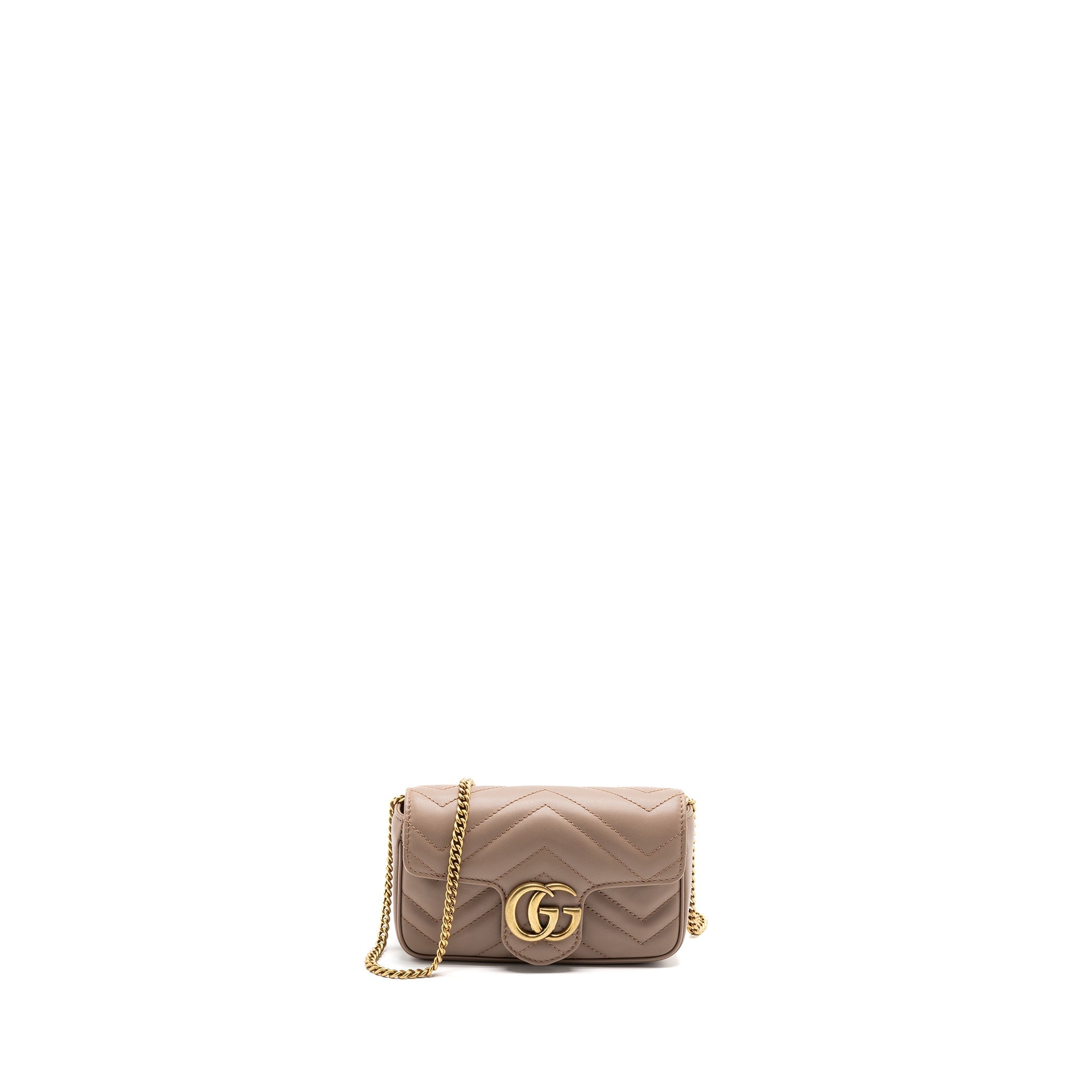 GUCCI SUPER MINI GG MARMONT BAG CALFSKIN BEIGE GHW