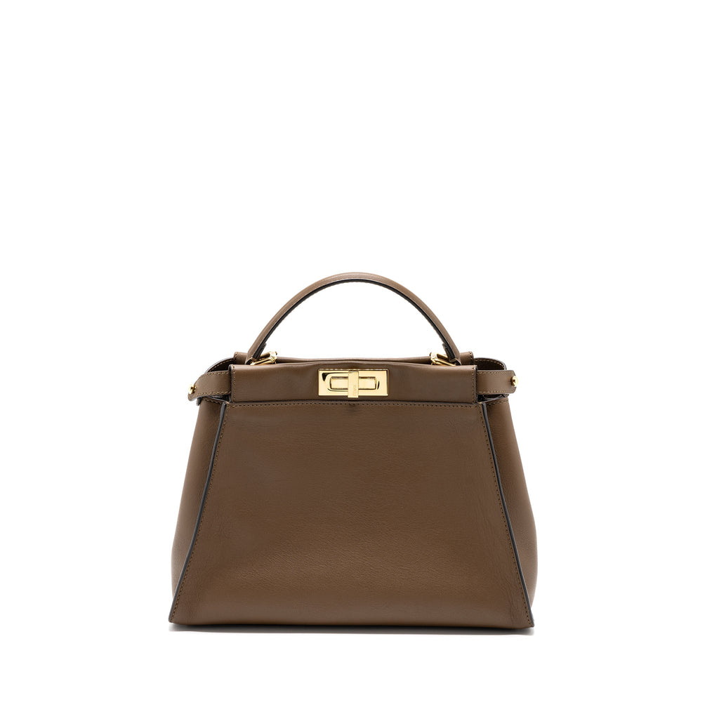 FENDI MEDIUM PEEKABOO BAG CALFSKIN TOBACO GHW