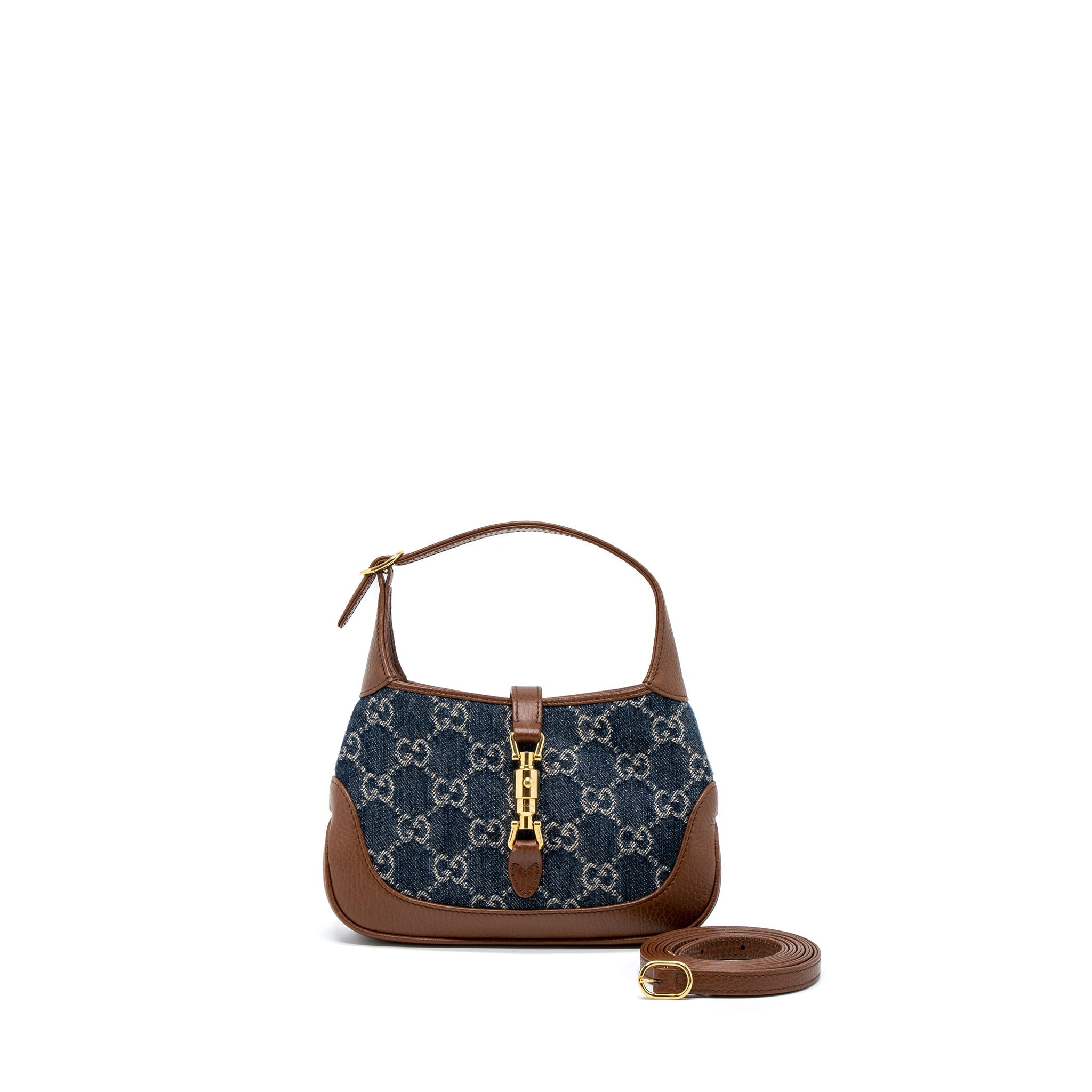 GUCCI MINI 1961 JACKIE BAG DENIM BLUE/BROWN GHW