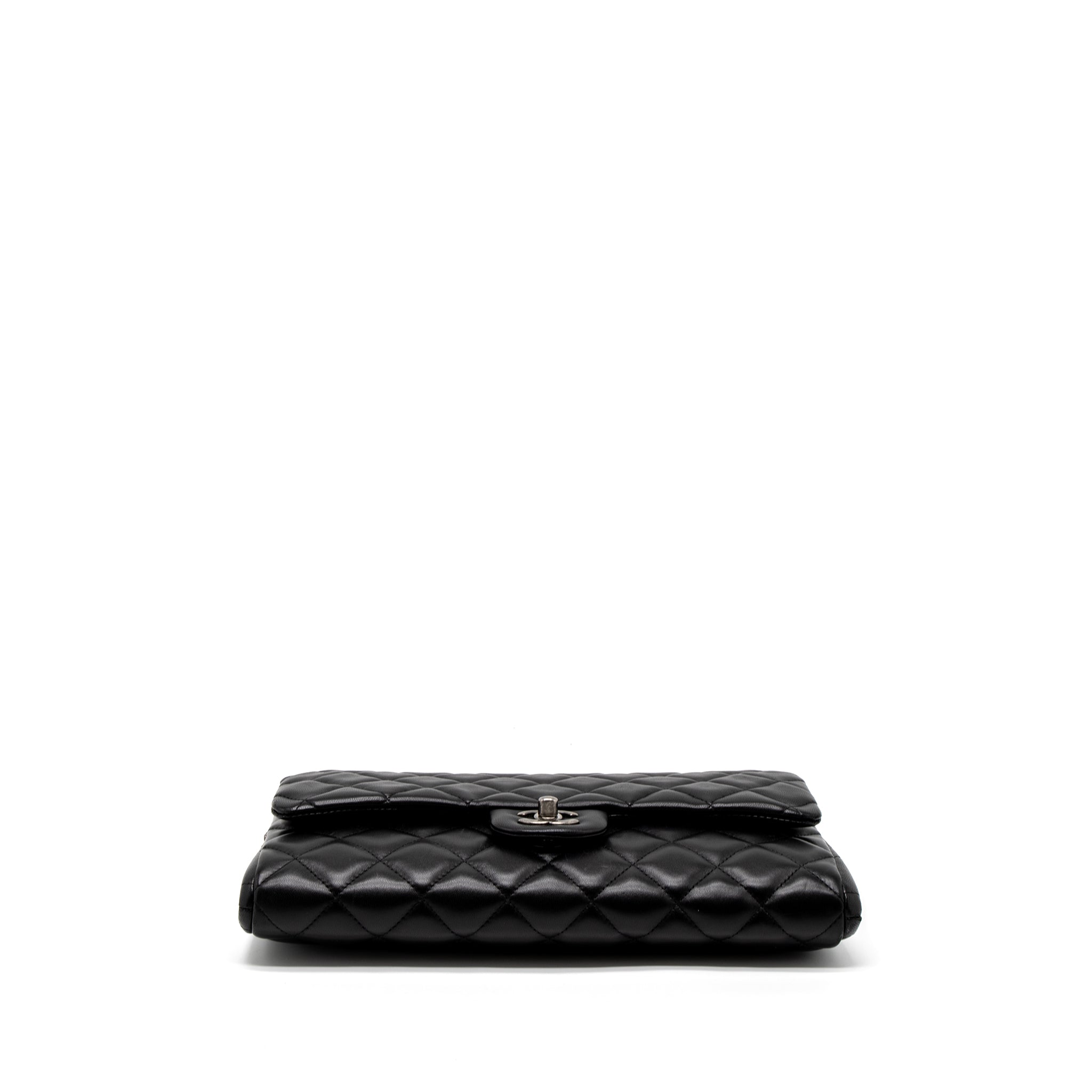 CHANEL TIMELESS CLUTCH WITH CHAIN LAMBSKIN BLACK RUTHENIUM HARDWARE