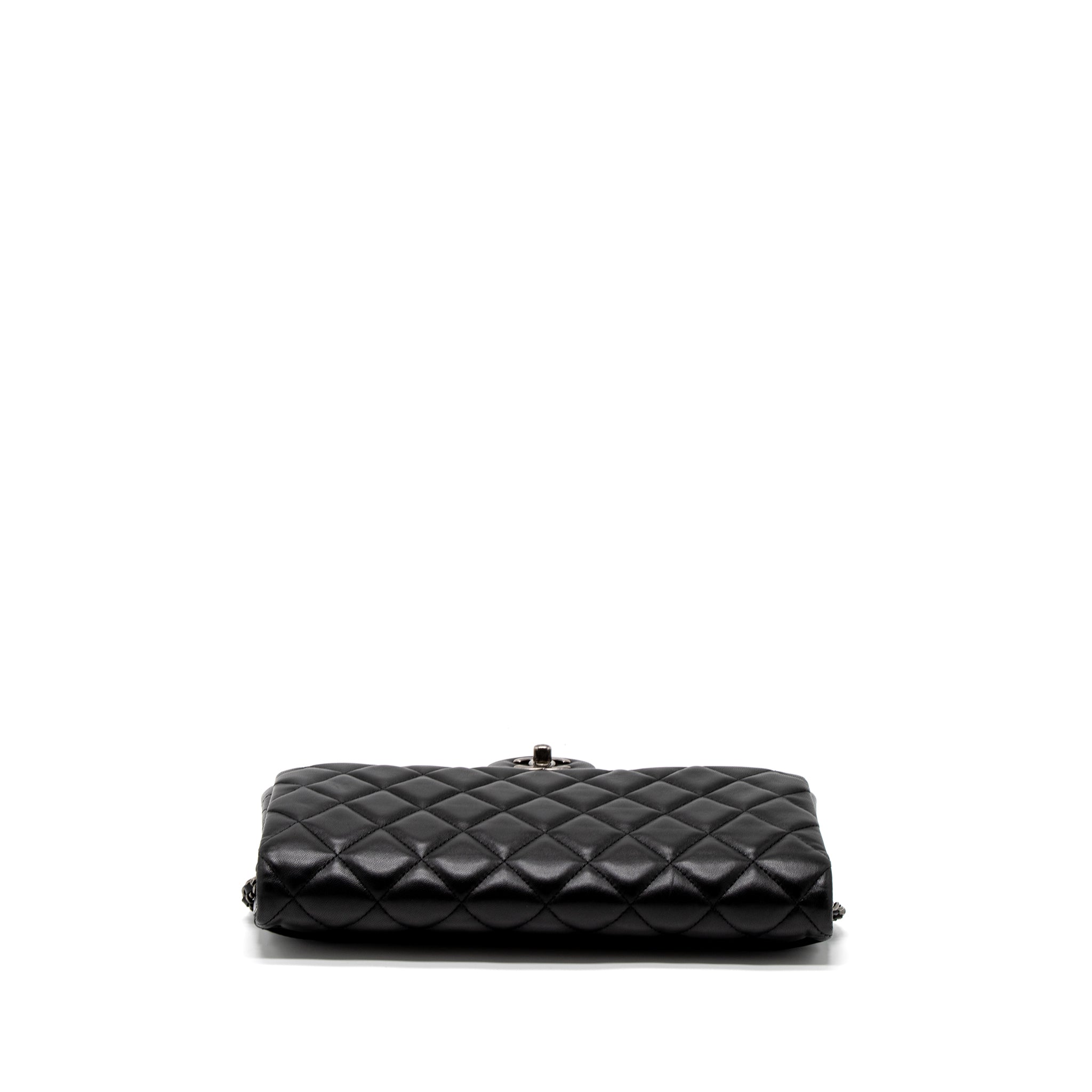 CHANEL TIMELESS CLUTCH WITH CHAIN LAMBSKIN BLACK RUTHENIUM HARDWARE