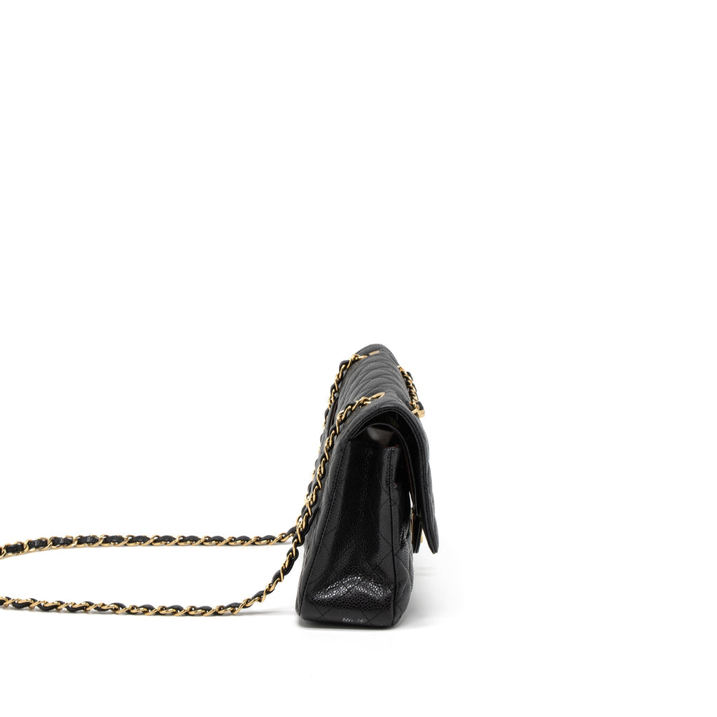 CHANEL MEDIUM CLASSIC DOUBLE FLAP BAG CAVIAR BLACK GHW