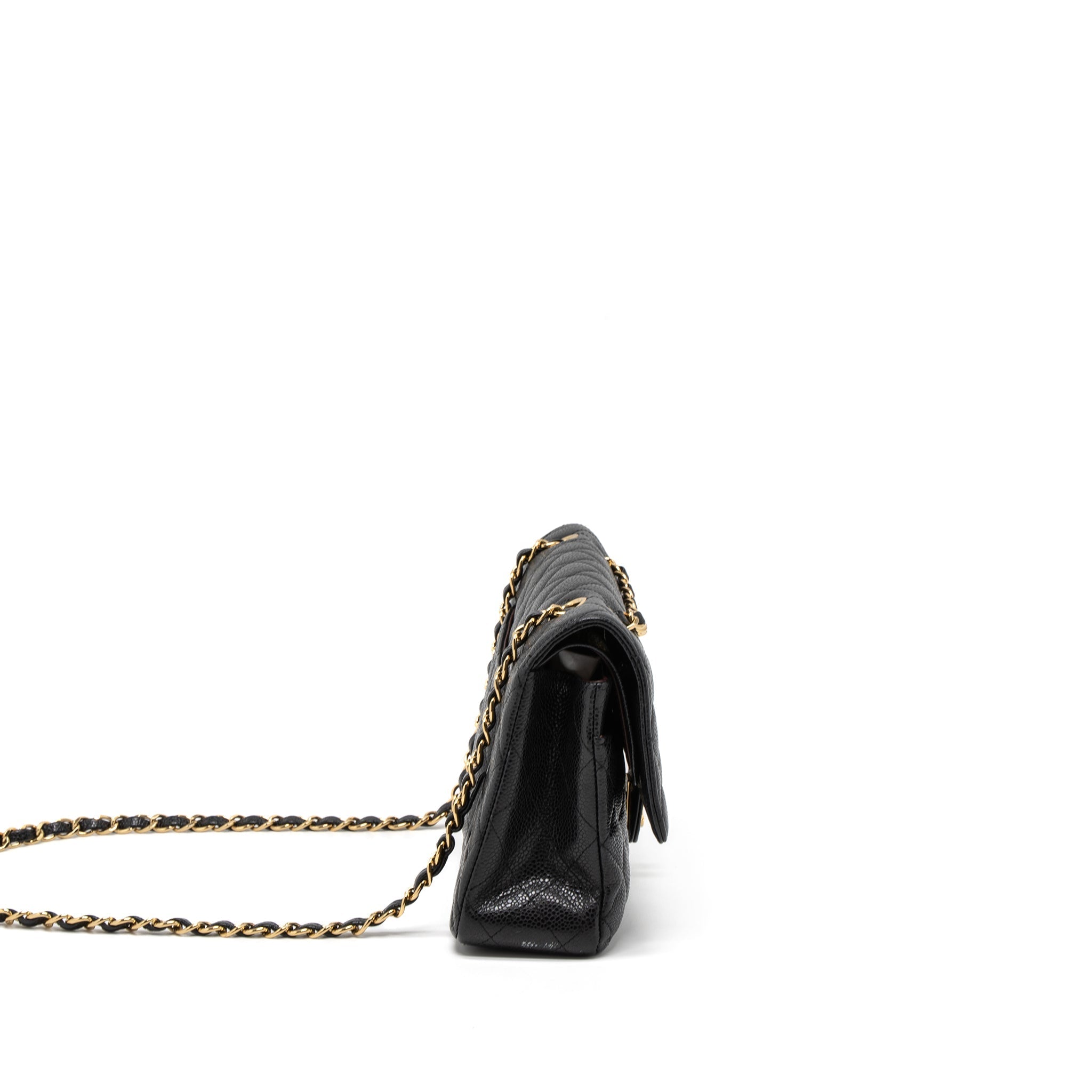 CHANEL MEDIUM CLASSIC DOUBLE FLAP BAG CAVIAR BLACK GHW