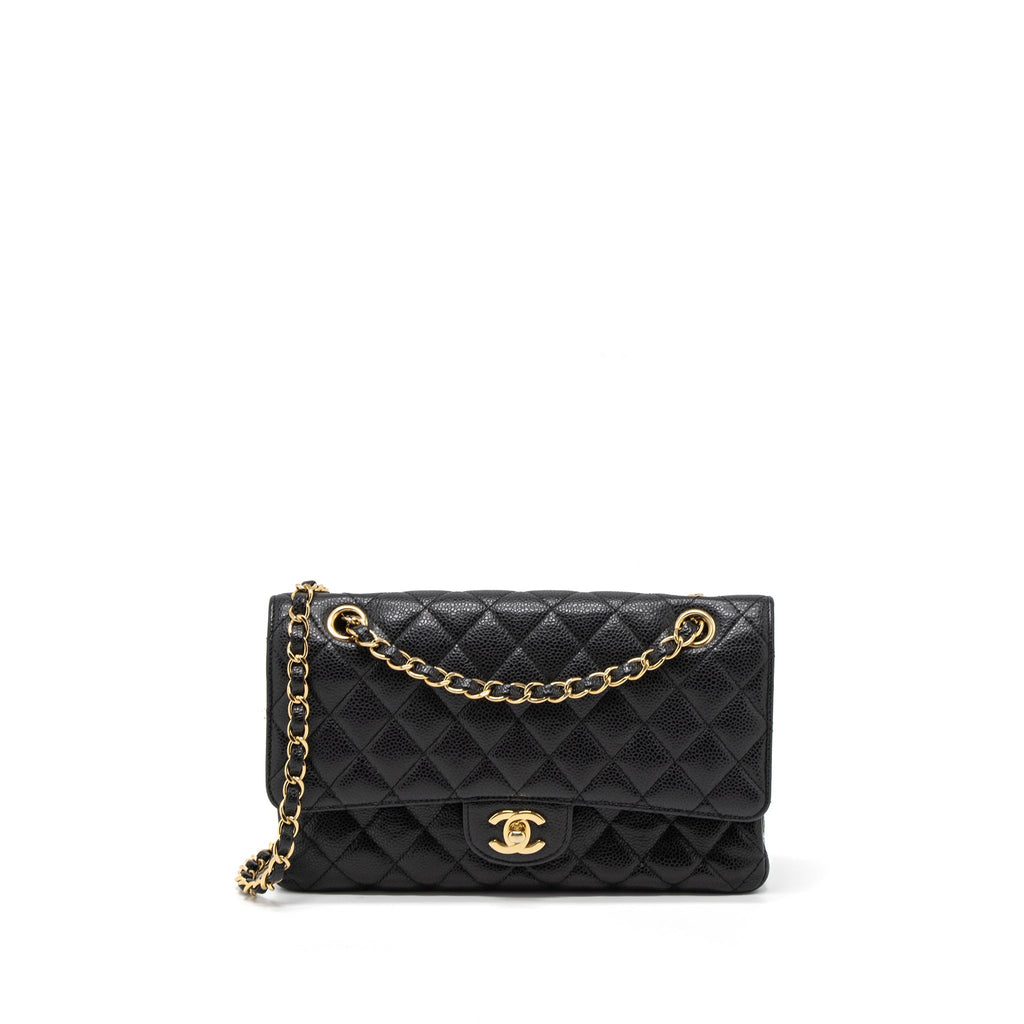 CHANEL MEDIUM CLASSIC DOUBLE FLAP BAG CAVIAR BLACK GHW